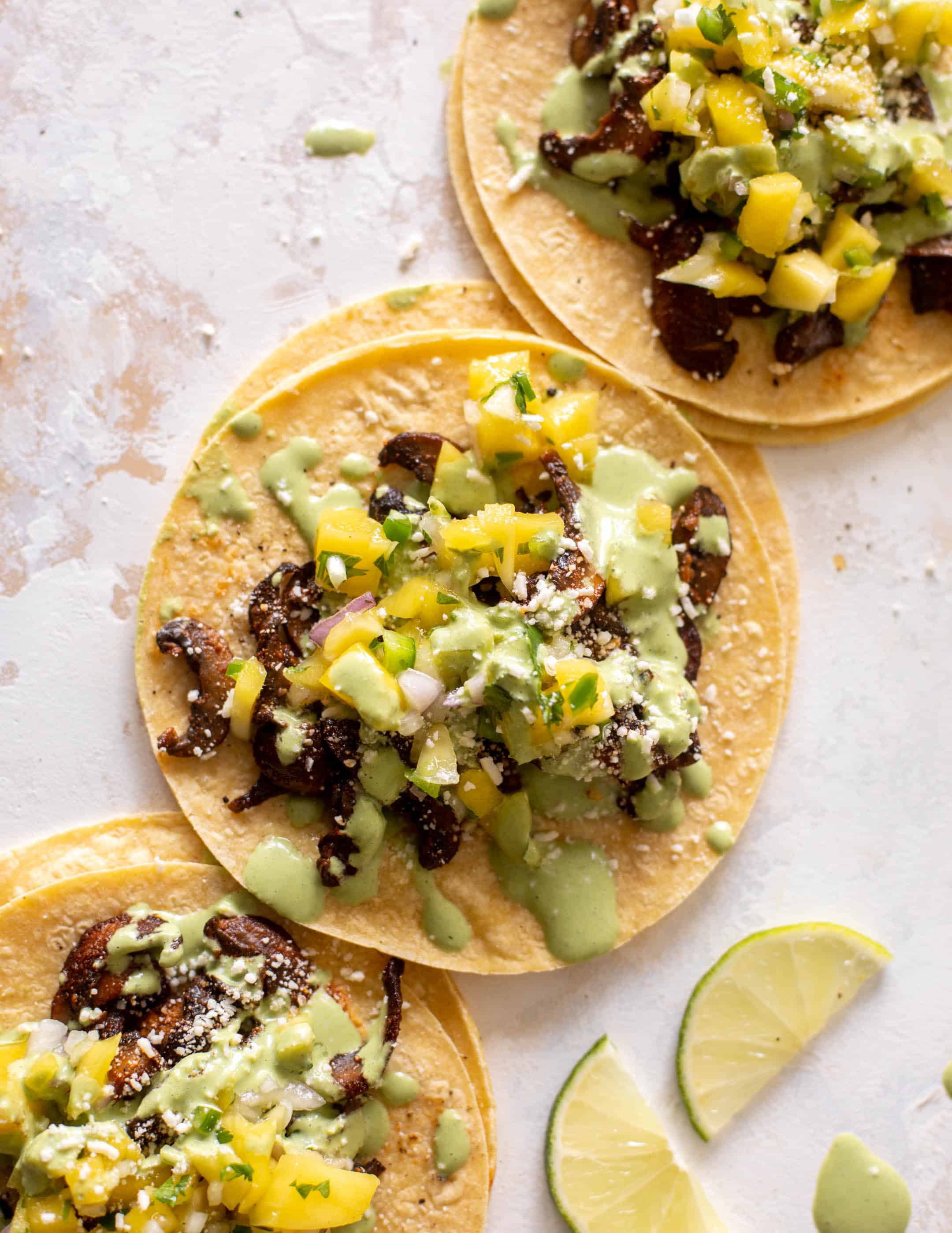 summer shiitake tacos