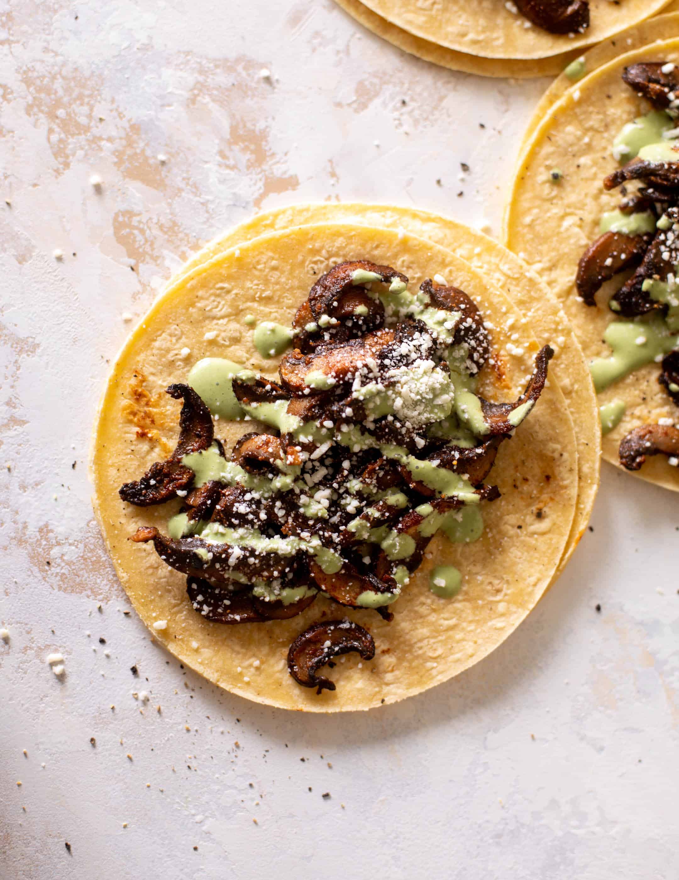 summer shiitake tacos