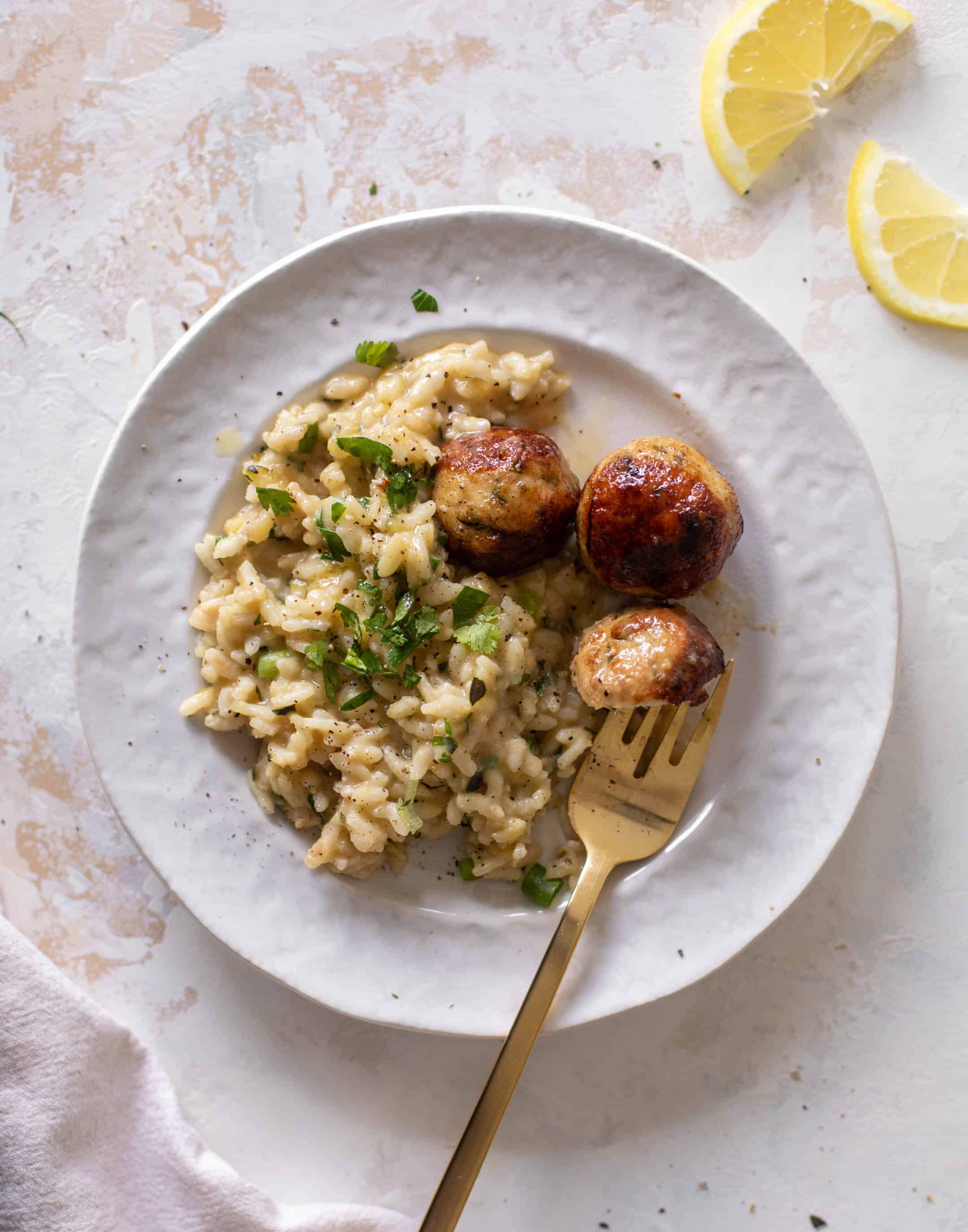 chicken meatballs with zucchini risotto