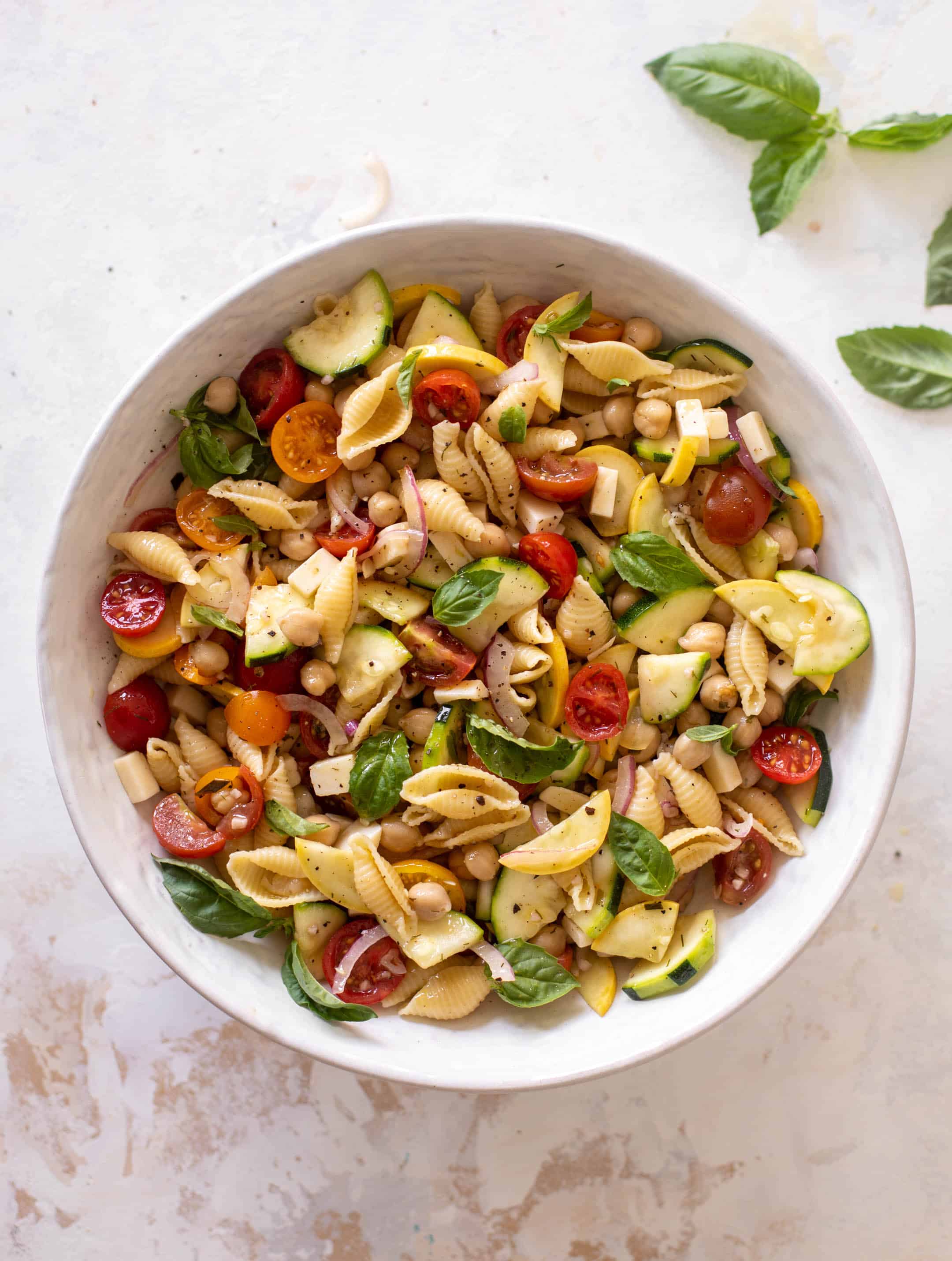 summer chickpea pasta salad