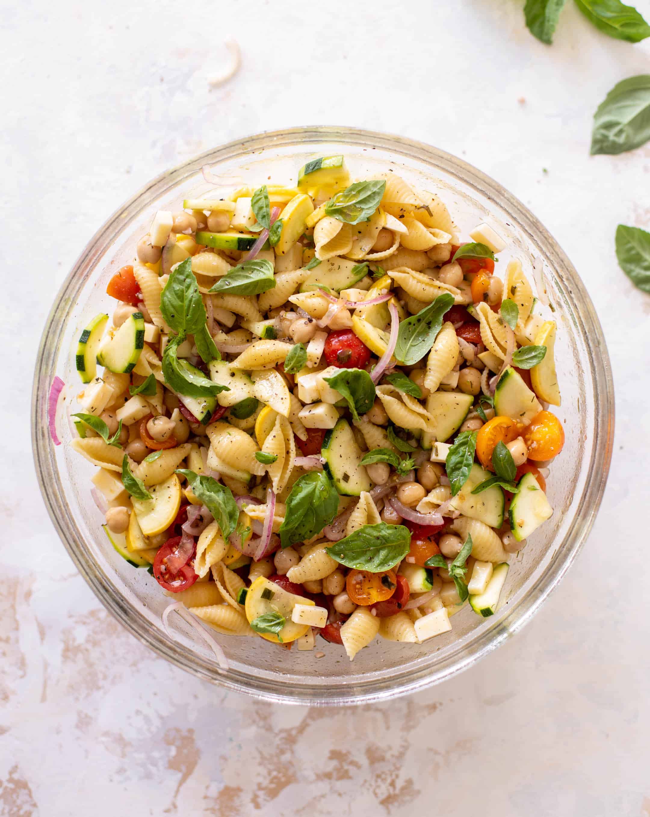 summer chickpea pasta salad