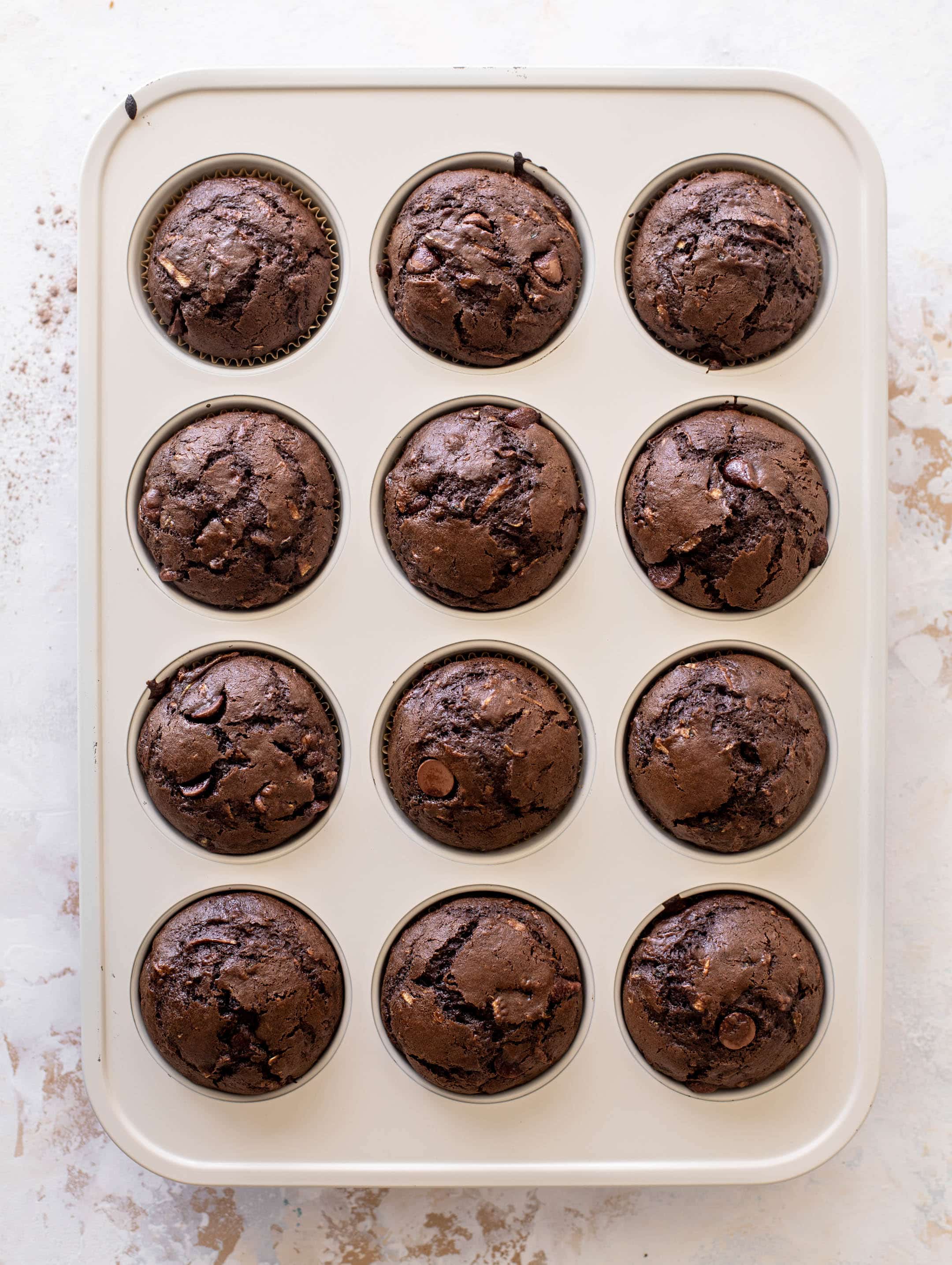 double chocolate zucchini muffins