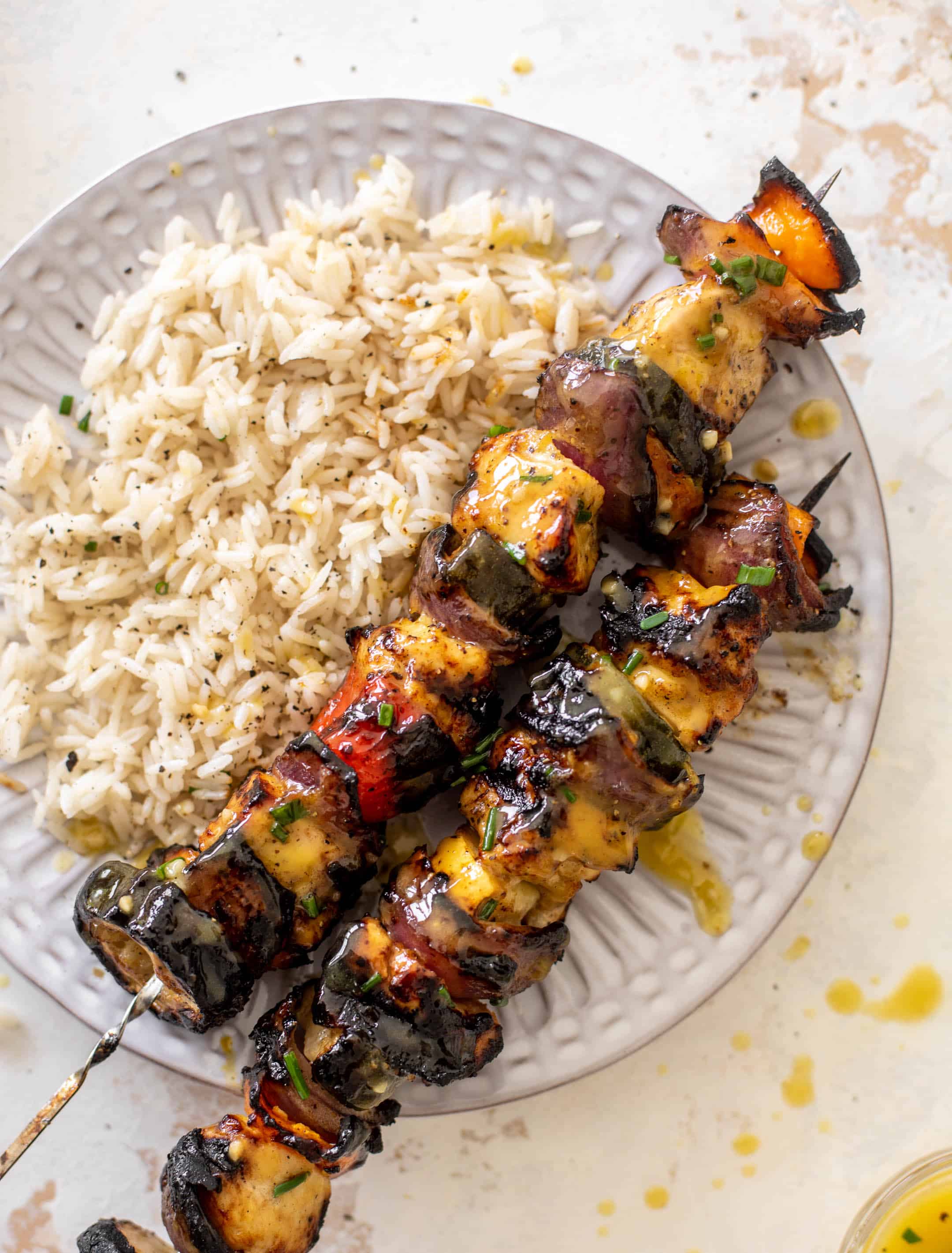 grilled honey mustard chicken skewers