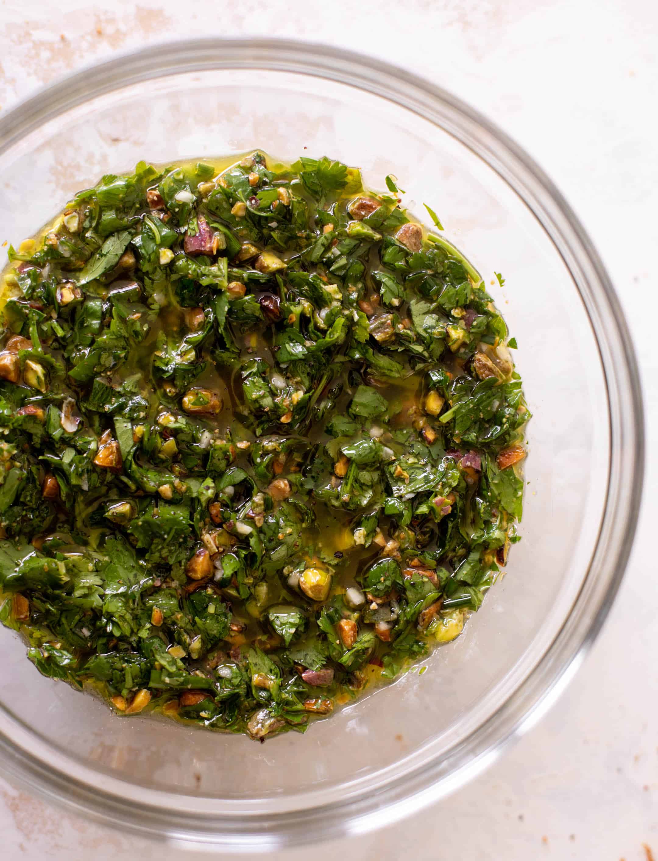 summer mushroom pizza with pistachio vinaigrette