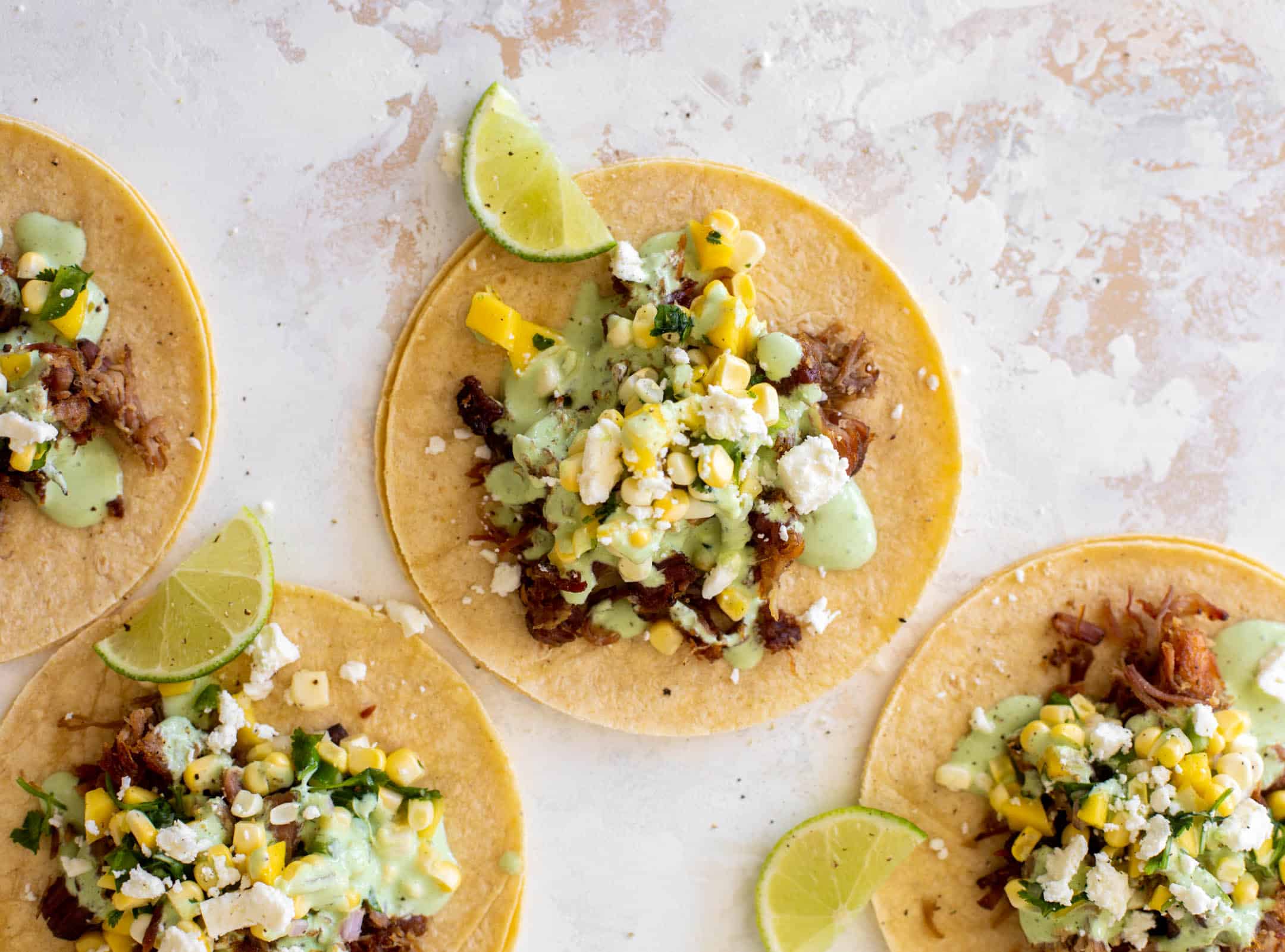 crispy carnitas with summer corn salsa