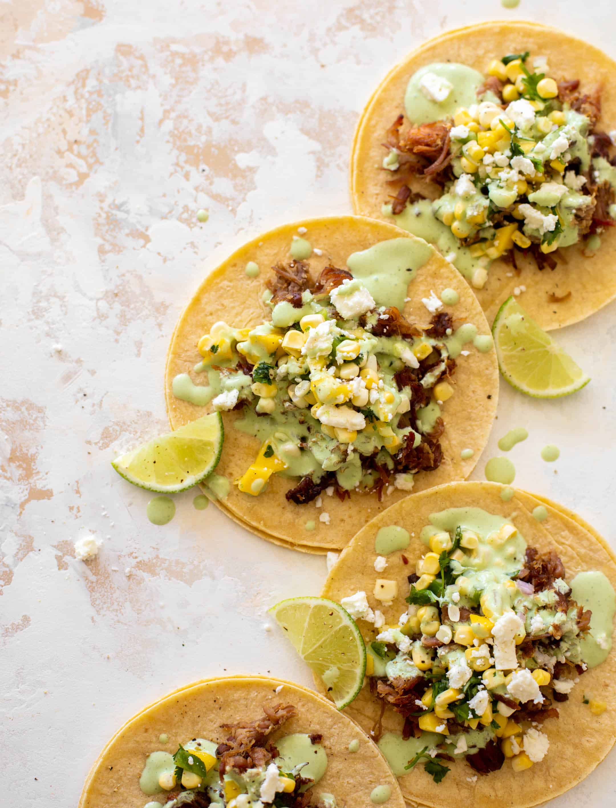 crispy carnitas with summer corn salsa