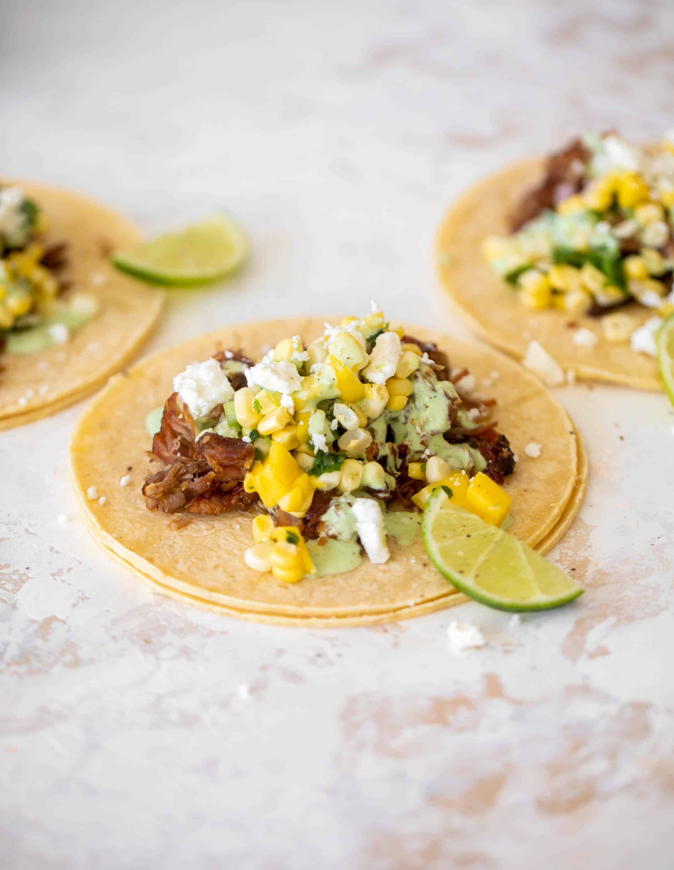 crispy carnitas with summer corn salsa