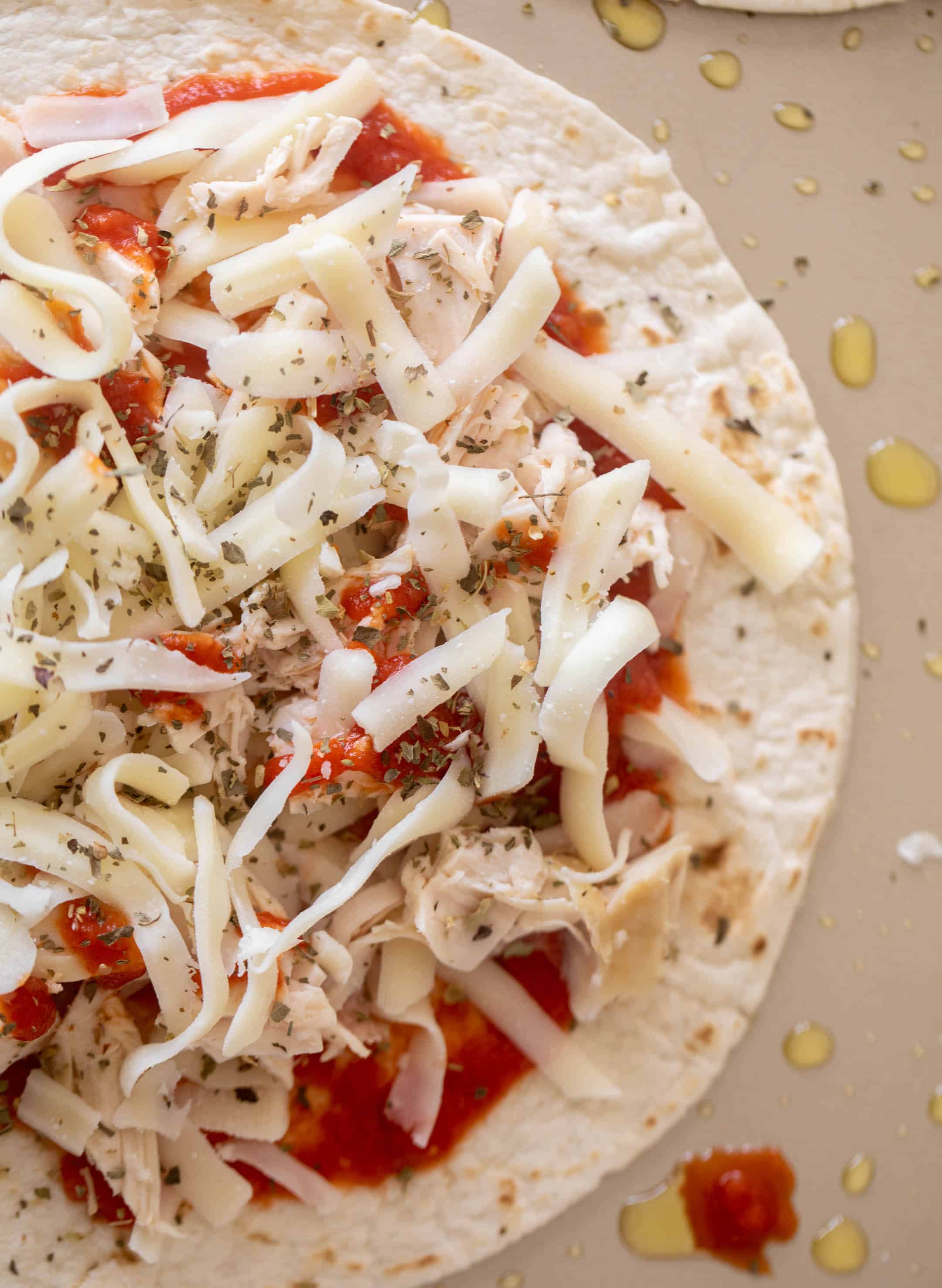 baked pizza chicken quesadillas