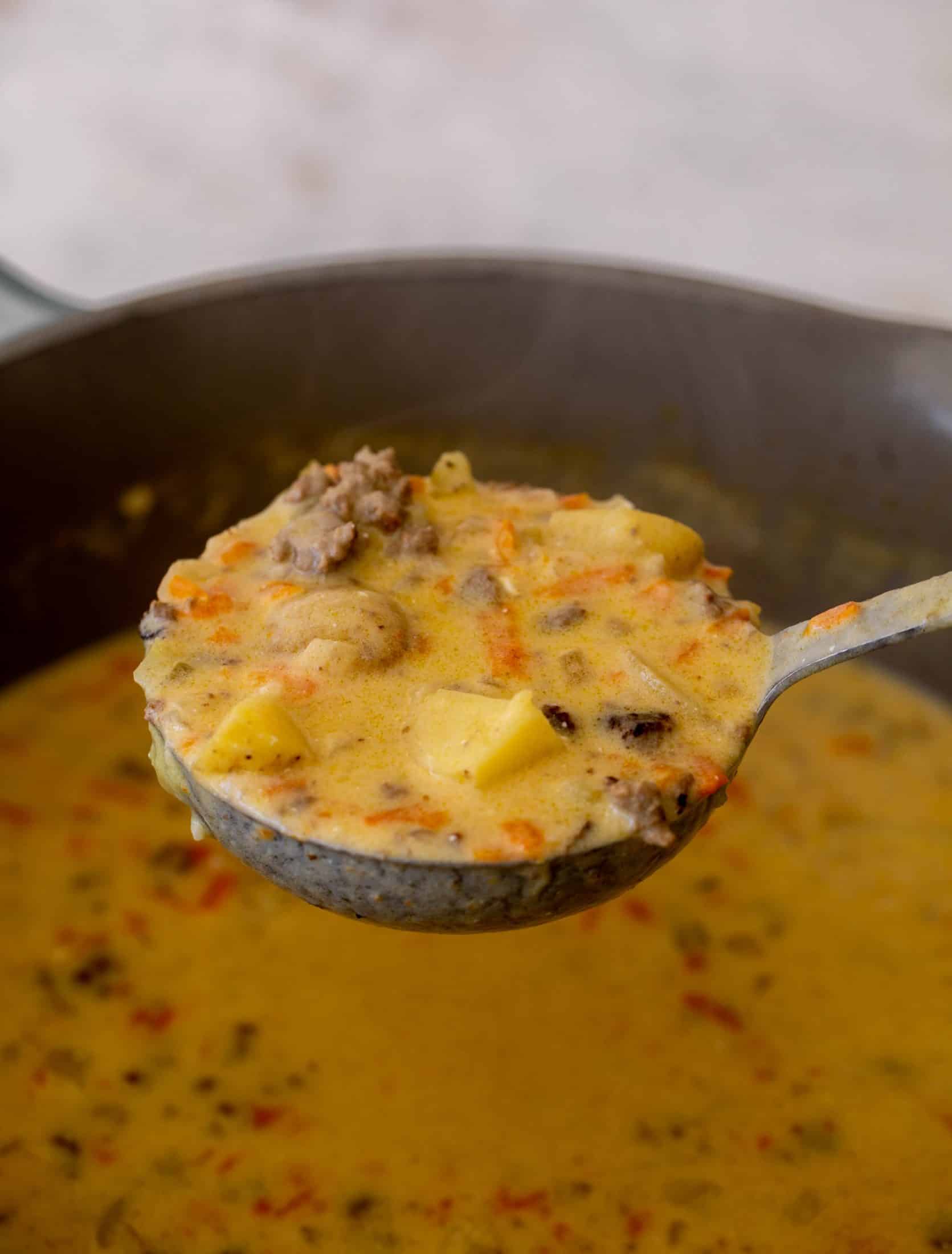 our favorite cheeseburger soup