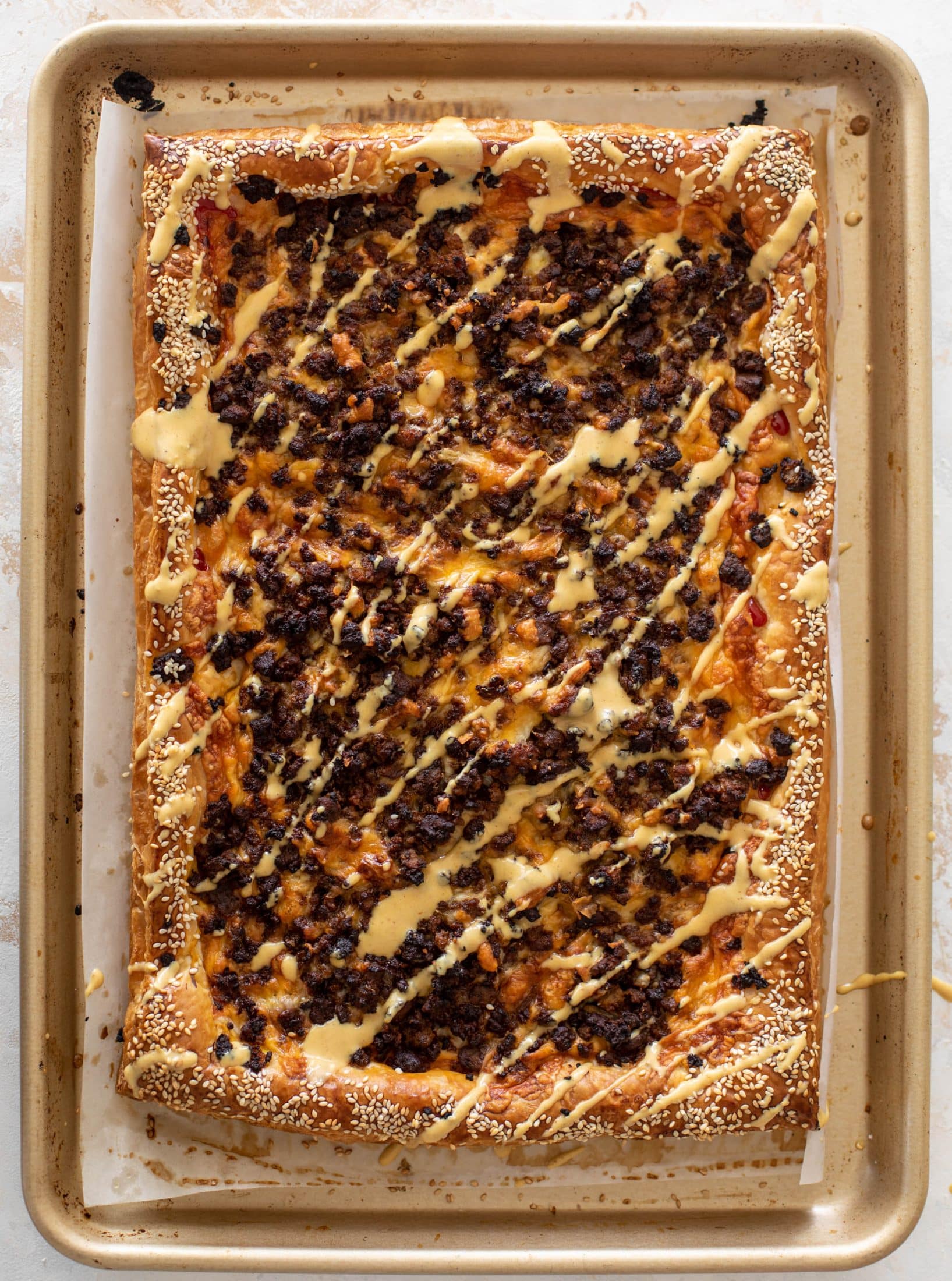 cheeseburger puff pastry pizza