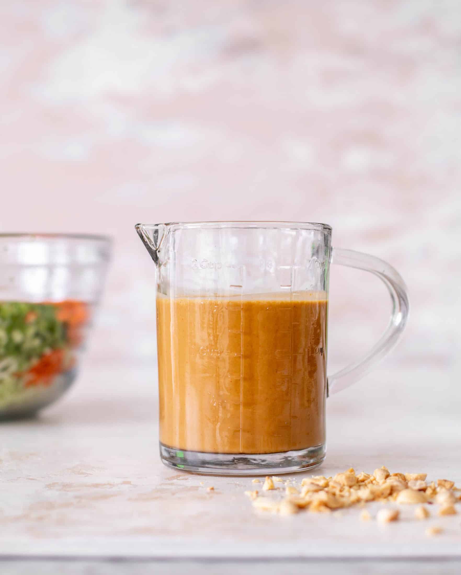 chickpea crunch salad with peanut dressing