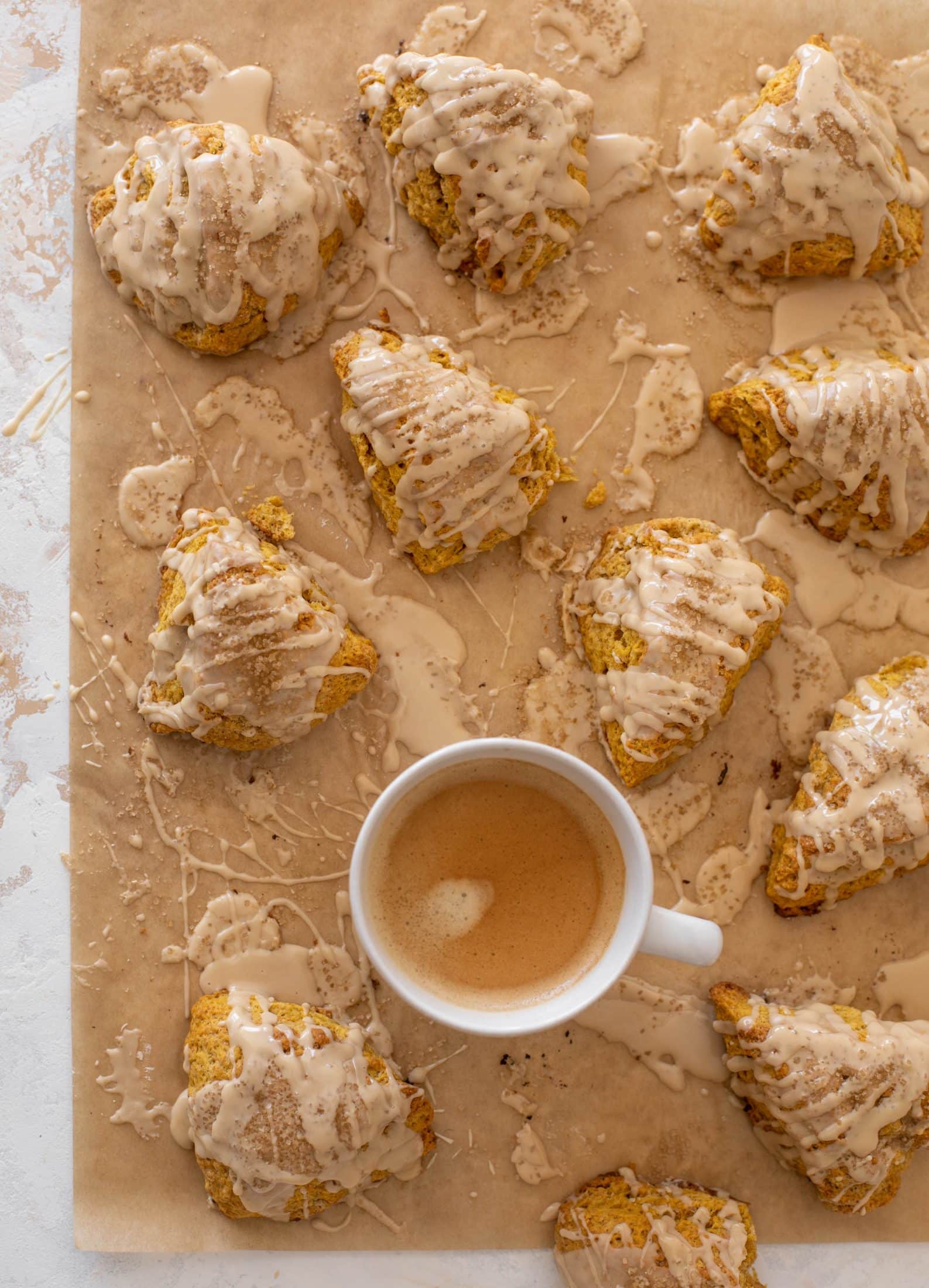 pumpkin scones with espresso glaze