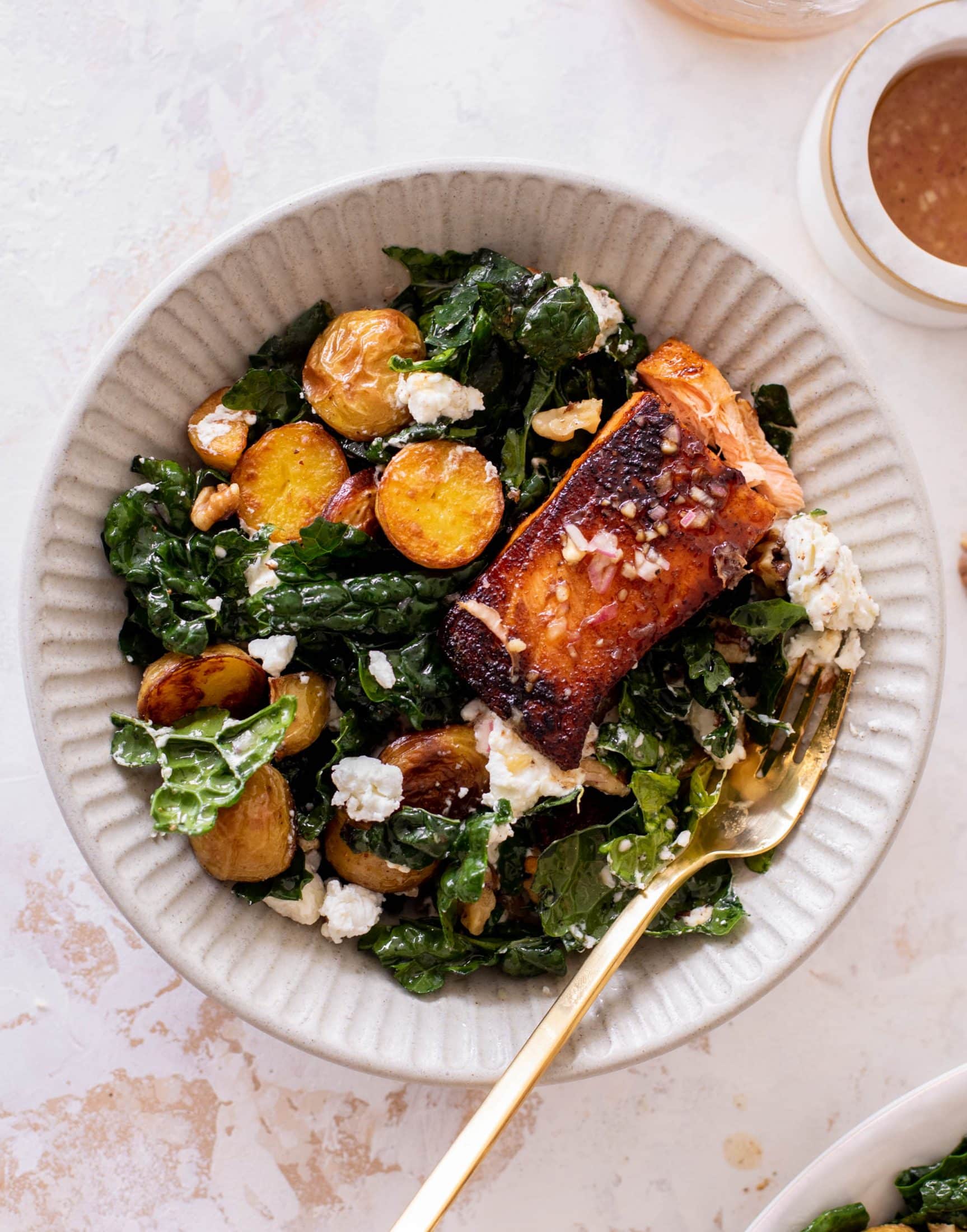winter kale salad with salmon