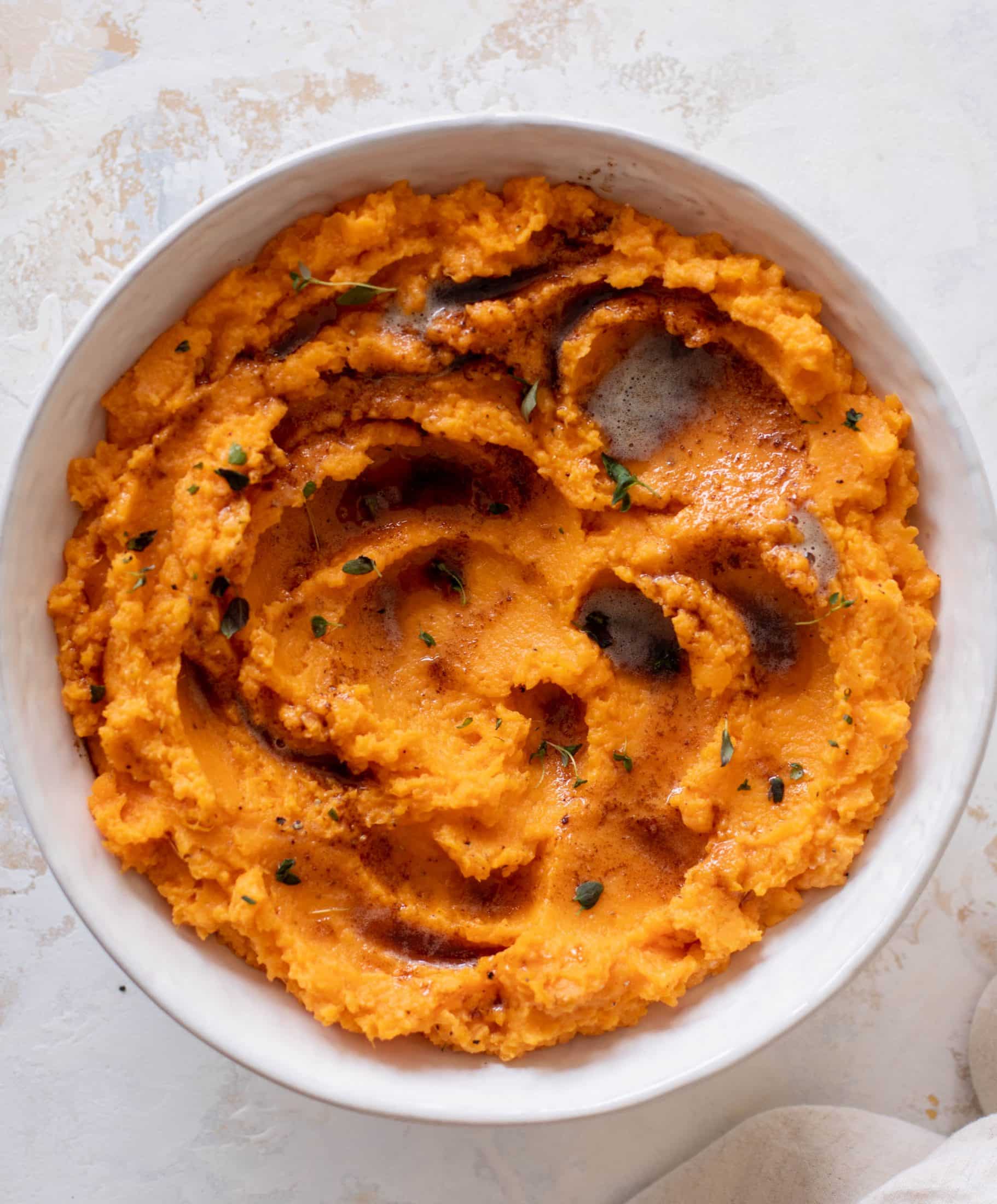 brown butter herb mashed sweet potatoes