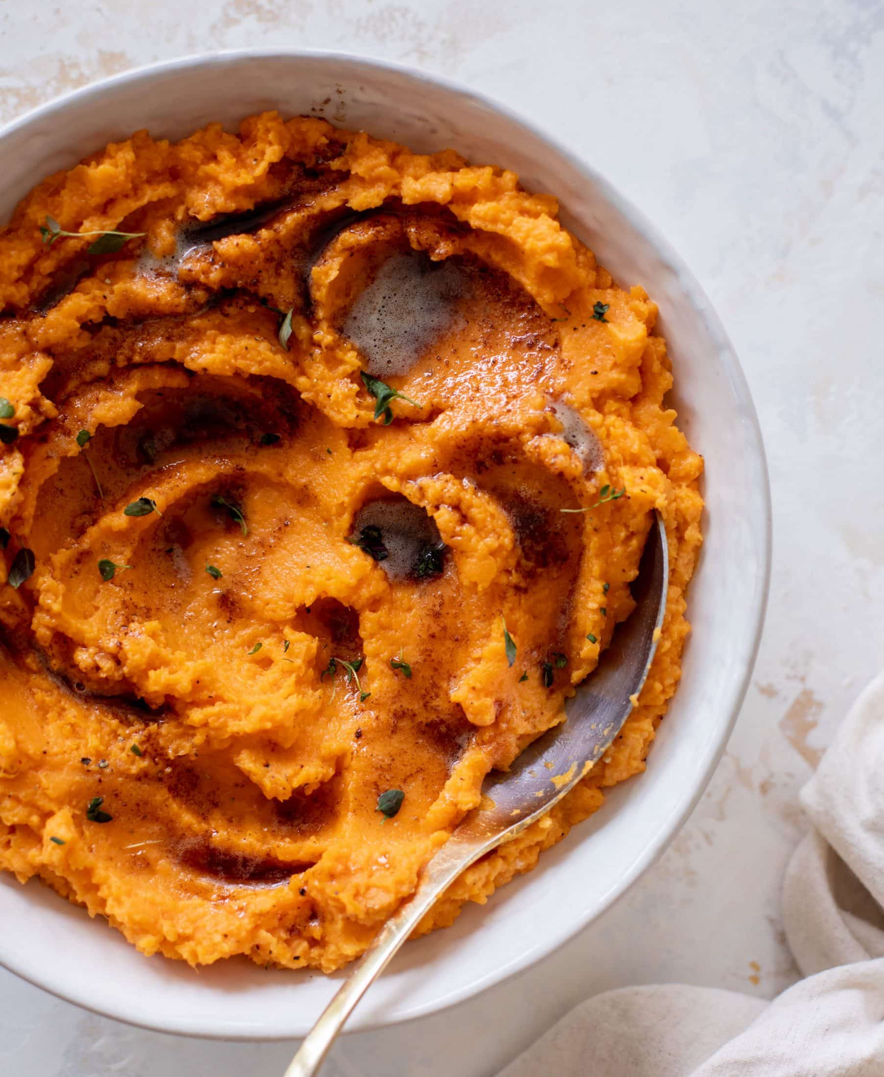 brown butter herb mashed sweet potatoes