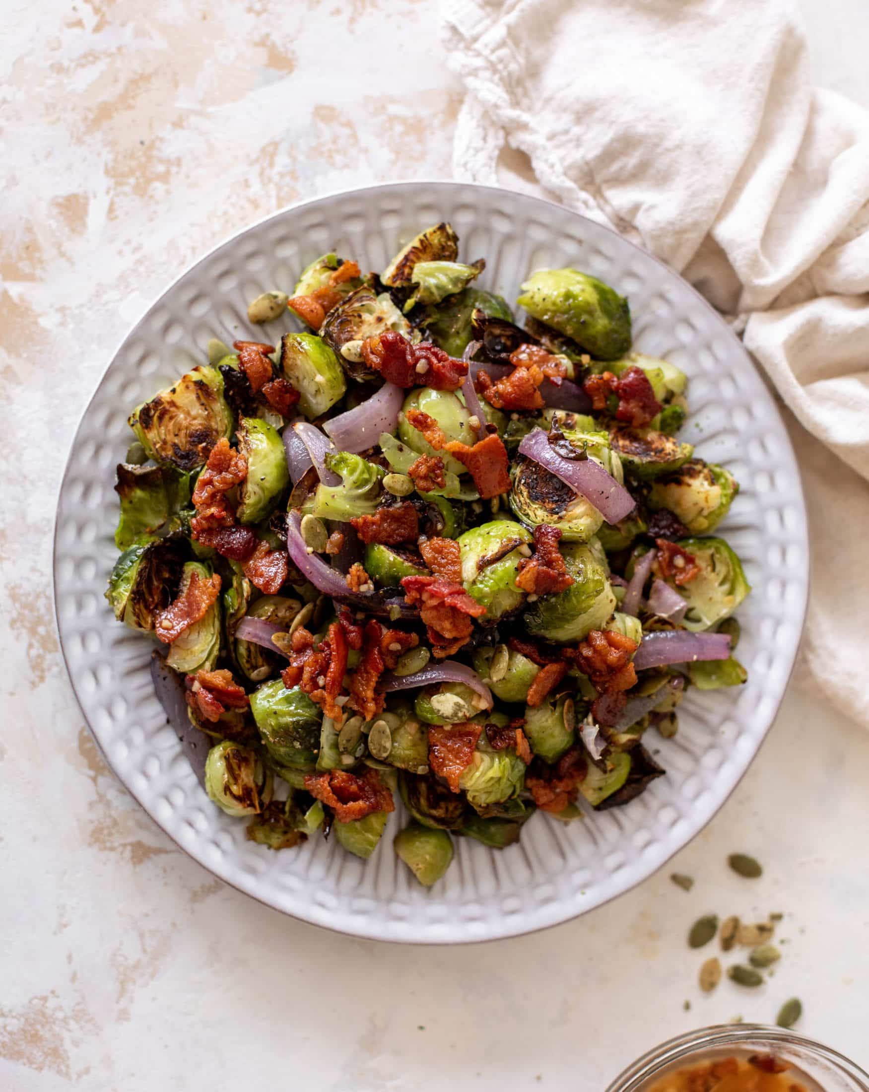 roasted brussels sprouts with hot bacon vinaigrette