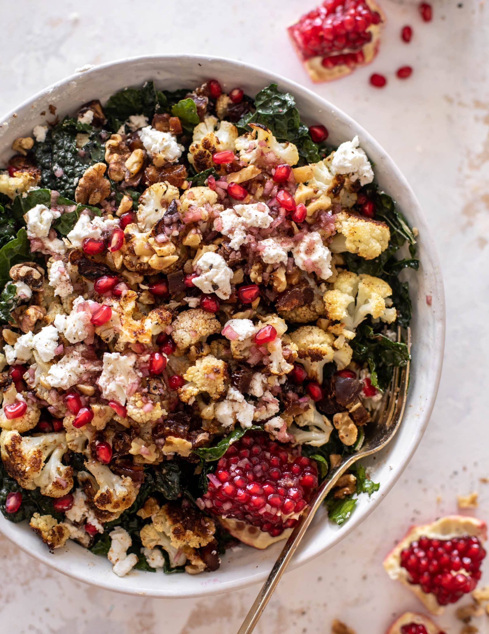 roasted cauliflower kale salad