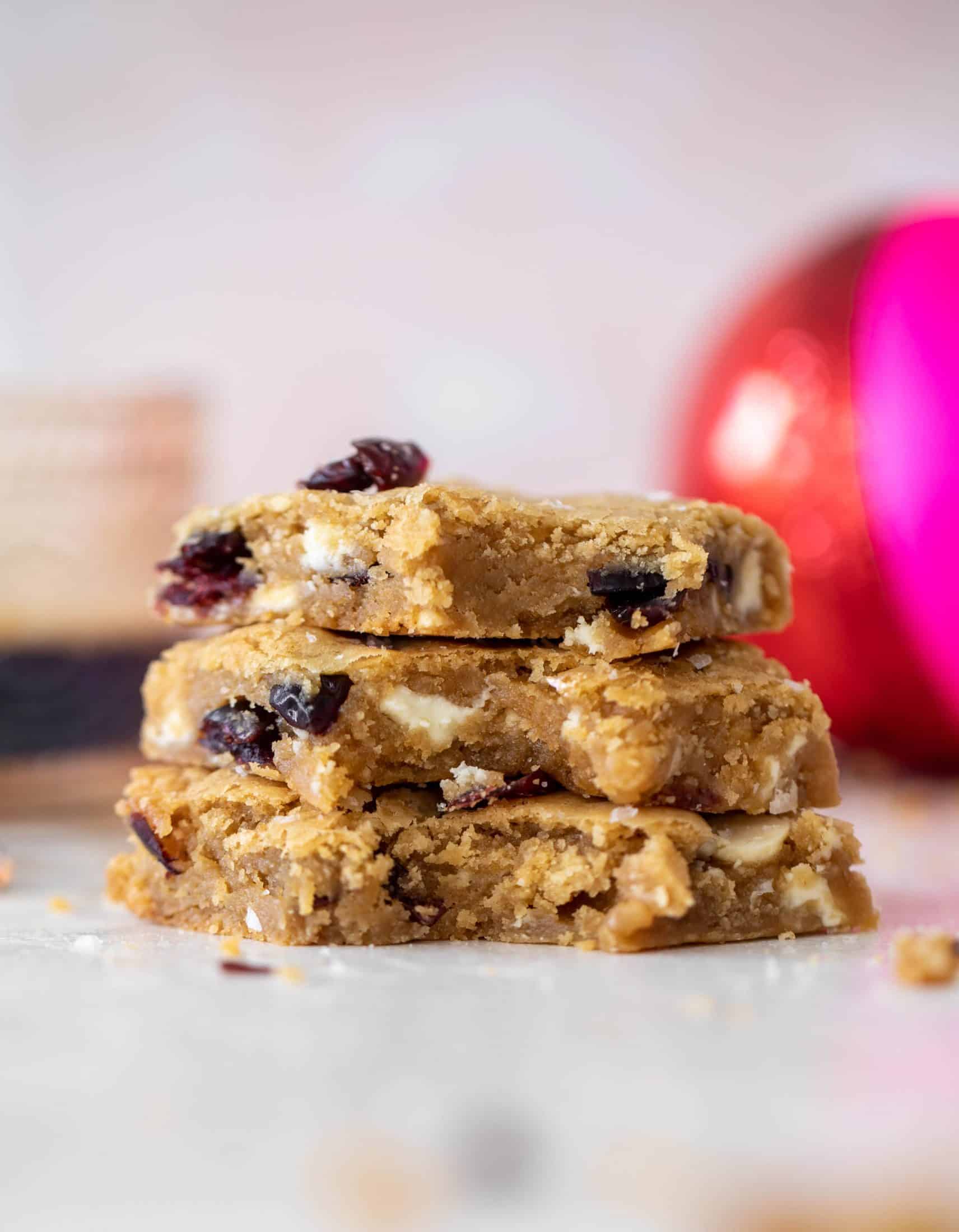 salted cranberry white chocolate cookie bars