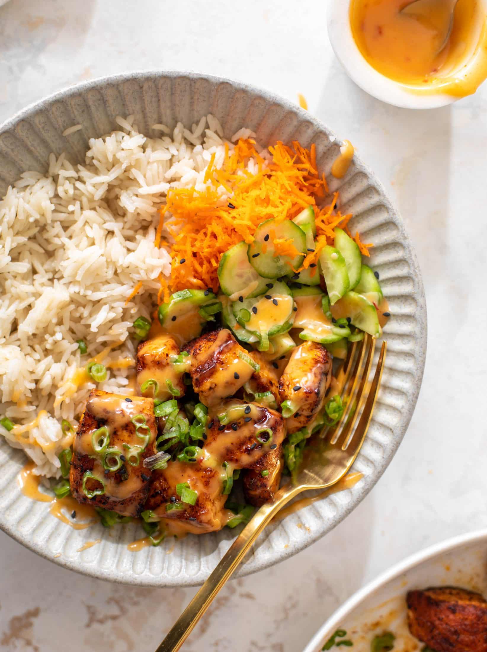 bang bang salmon bowls