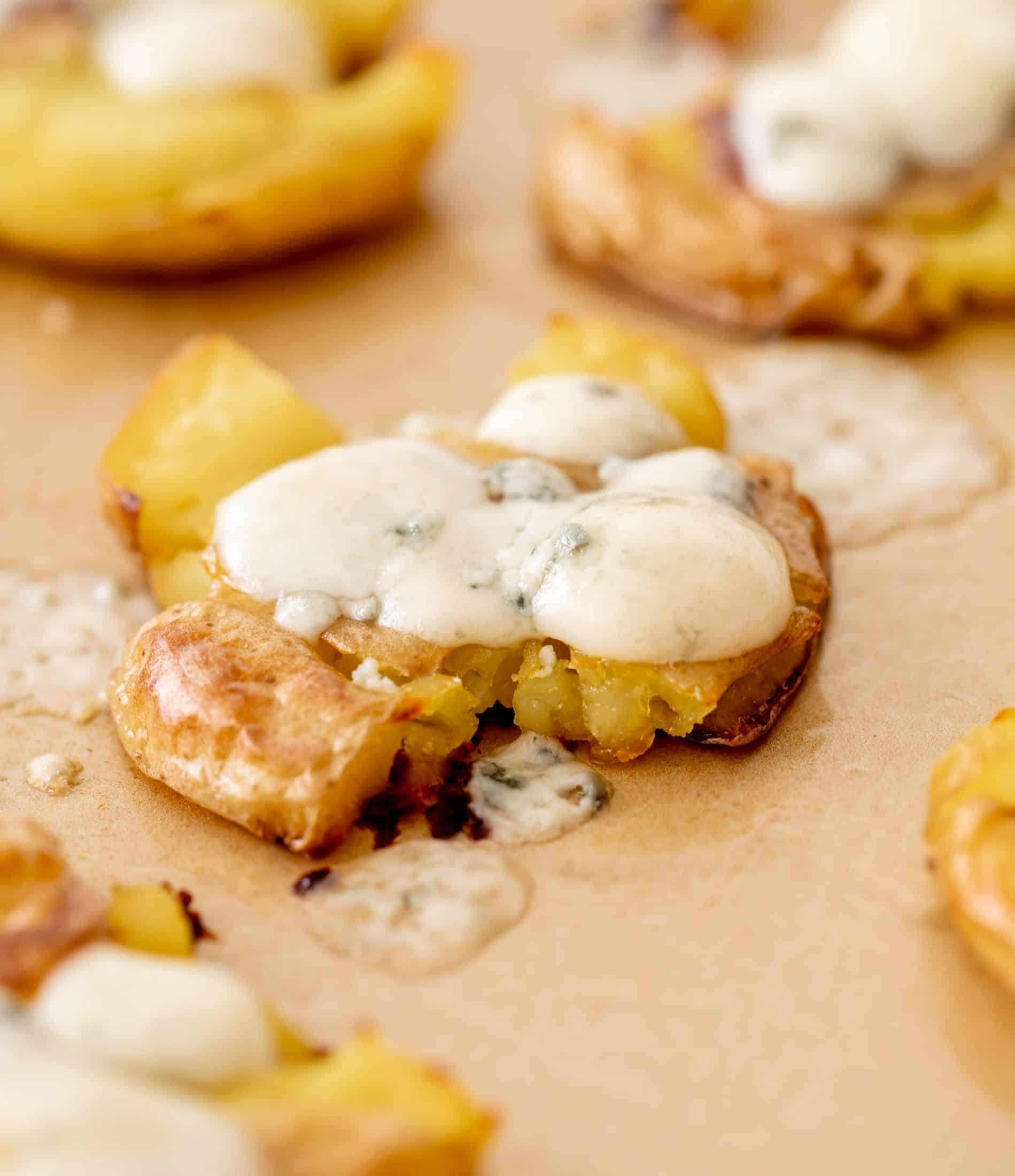 crispy buffalo wing smashed potatoes