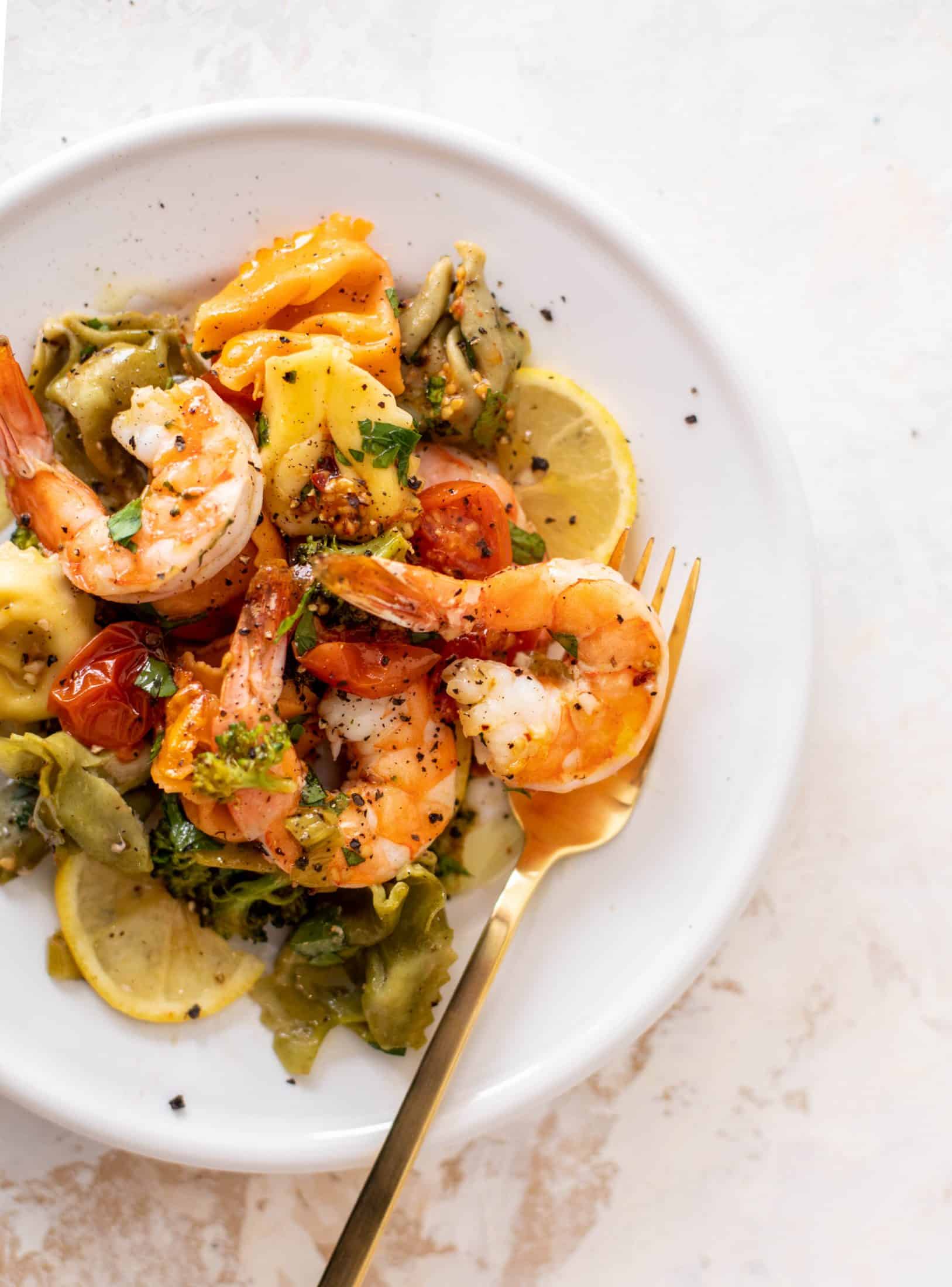 sheet pan shrimp tortellini & vegetables