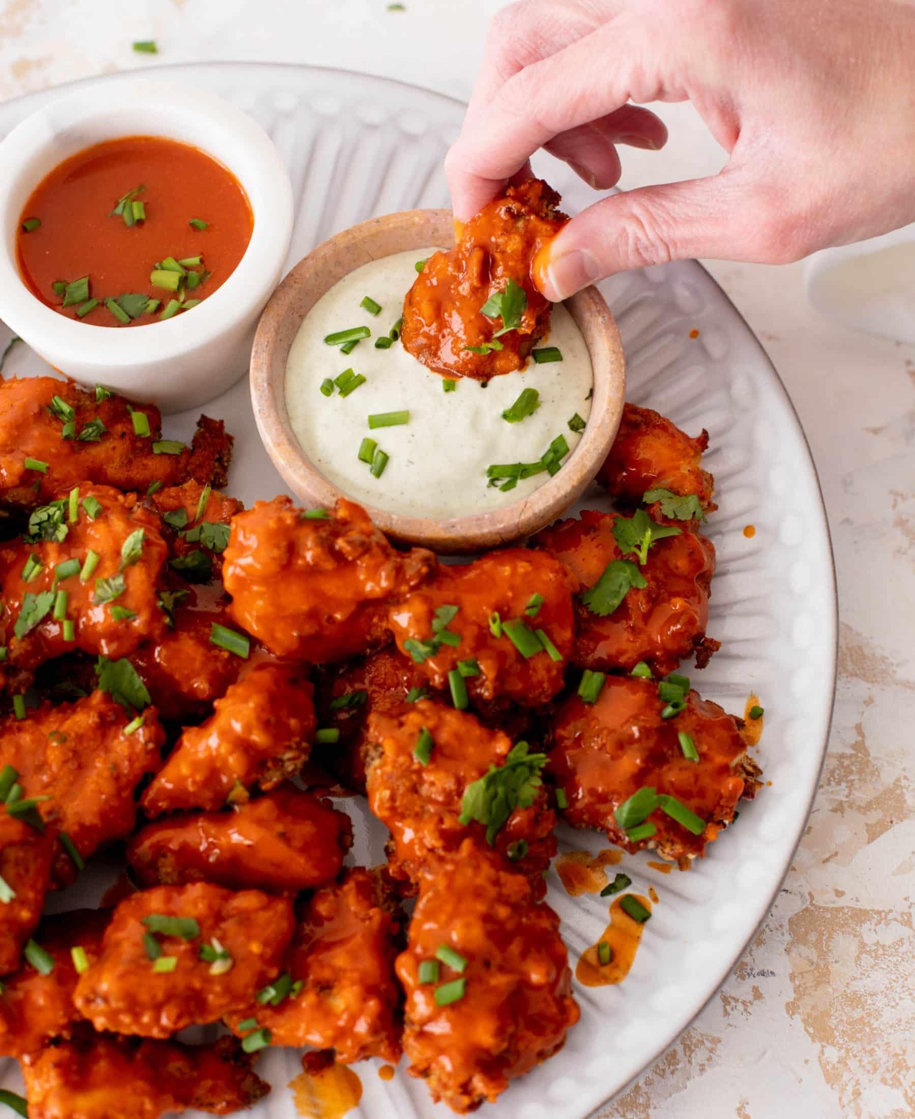 pretzel crusted buffalo chicken bites