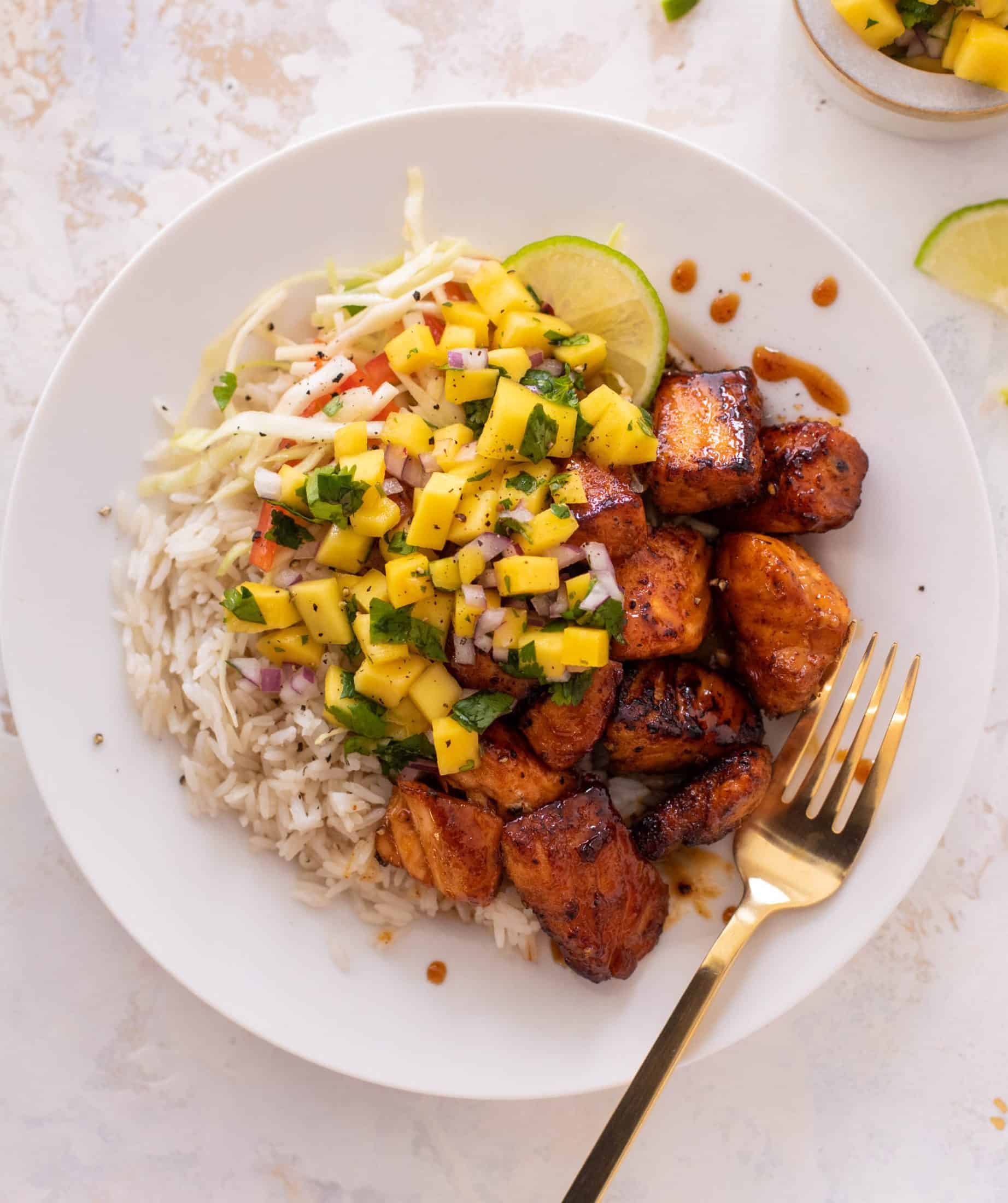 maple chipotle salmon bites