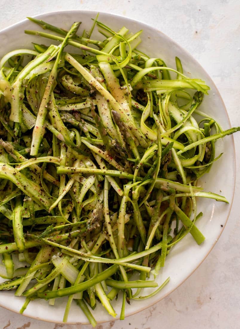 shaved asparagus salad with honey mustard vinaigrette