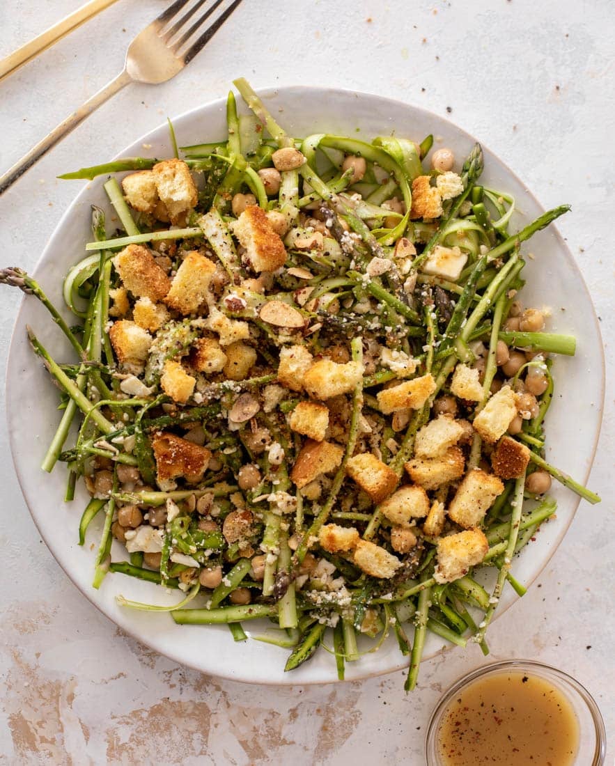 shaved asparagus salad with honey mustard vinaigrette