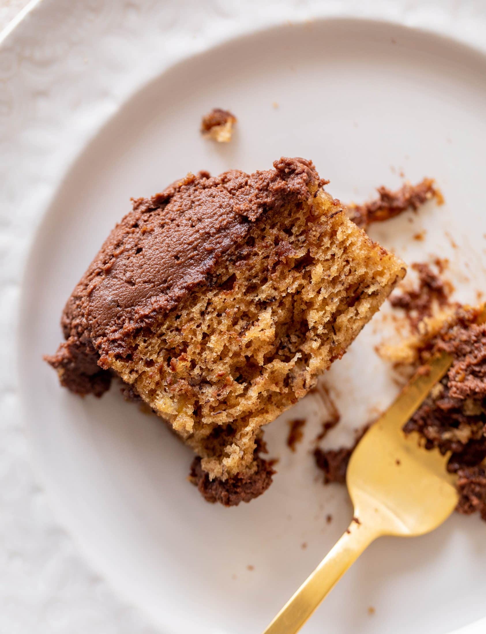 banana cake with chocolate peanut butter frosting