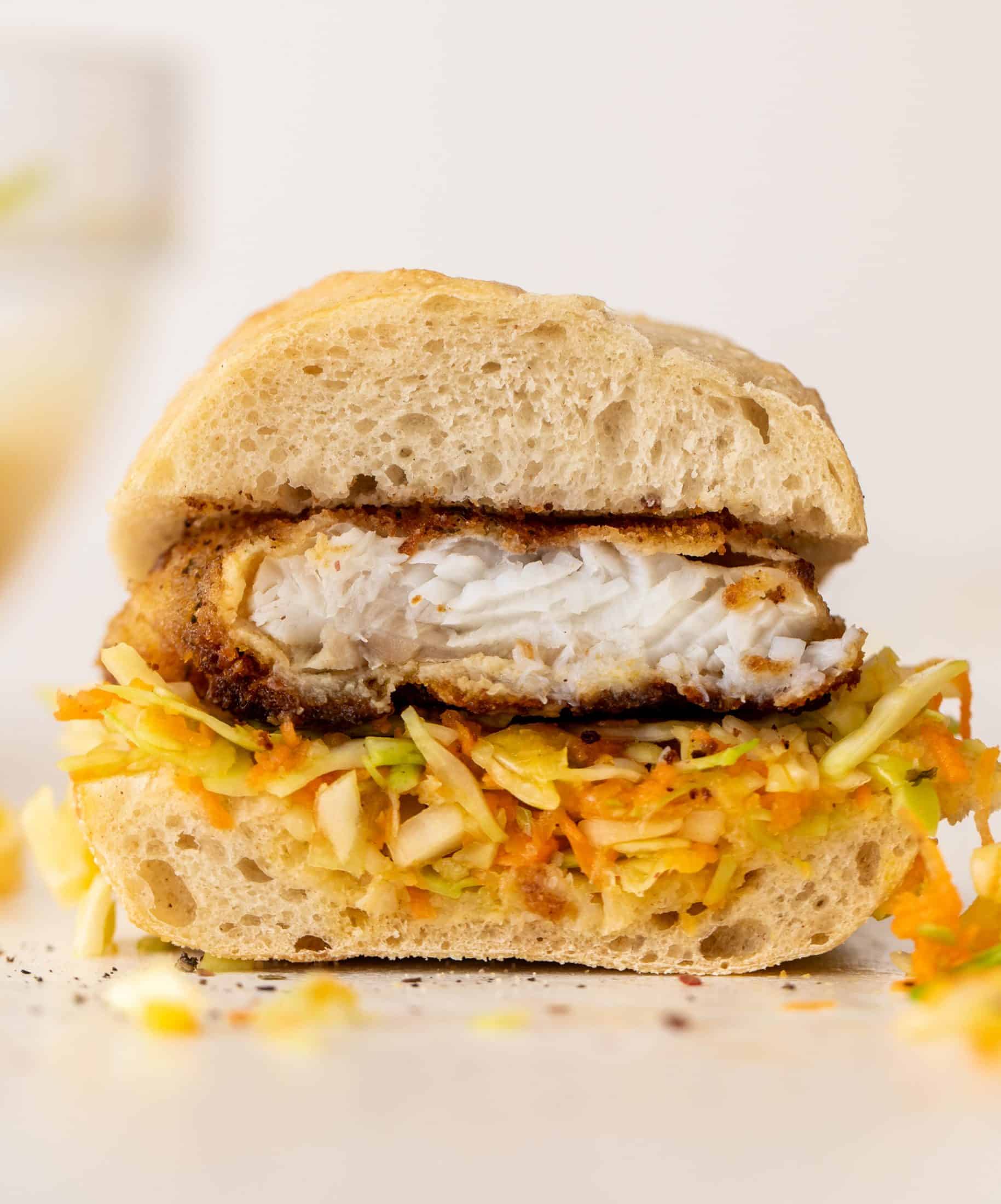 crispy fish sandwiches with chopped slaw