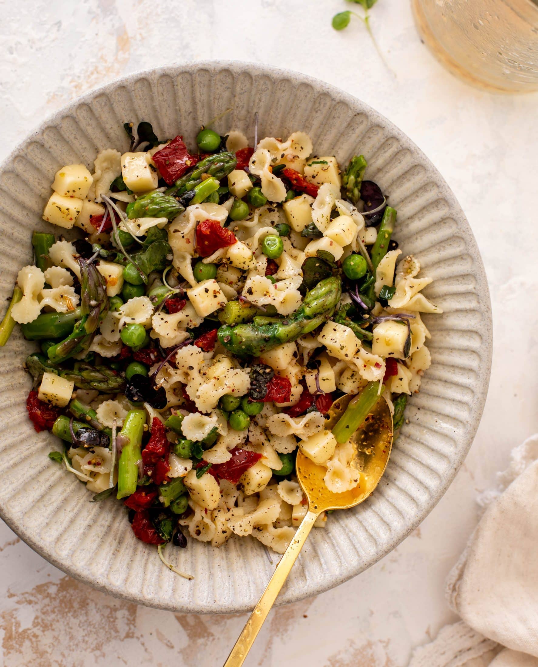 pasta chopped salad with sun dried tomato vinaigrette