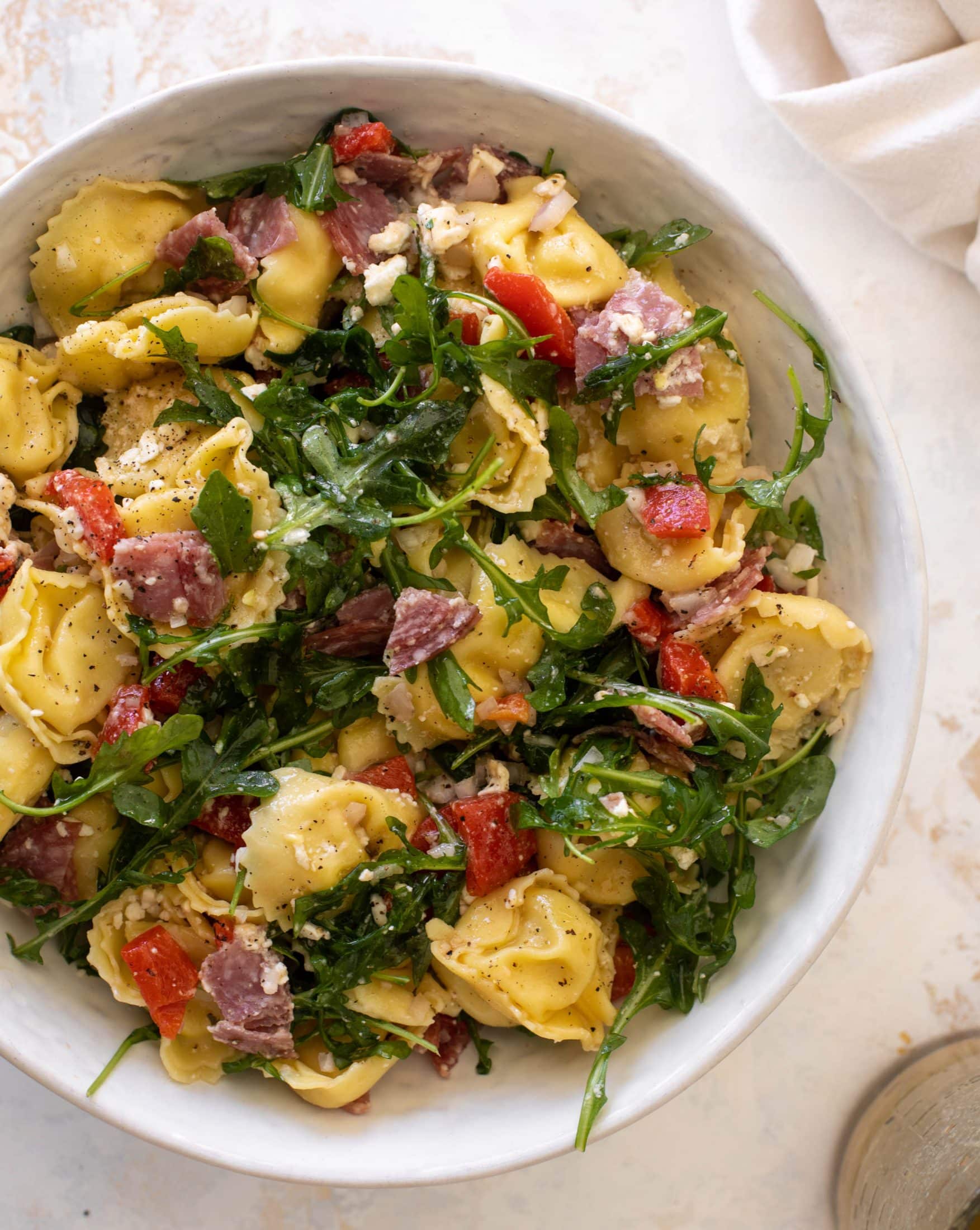 salami and red pepper tortellini salad