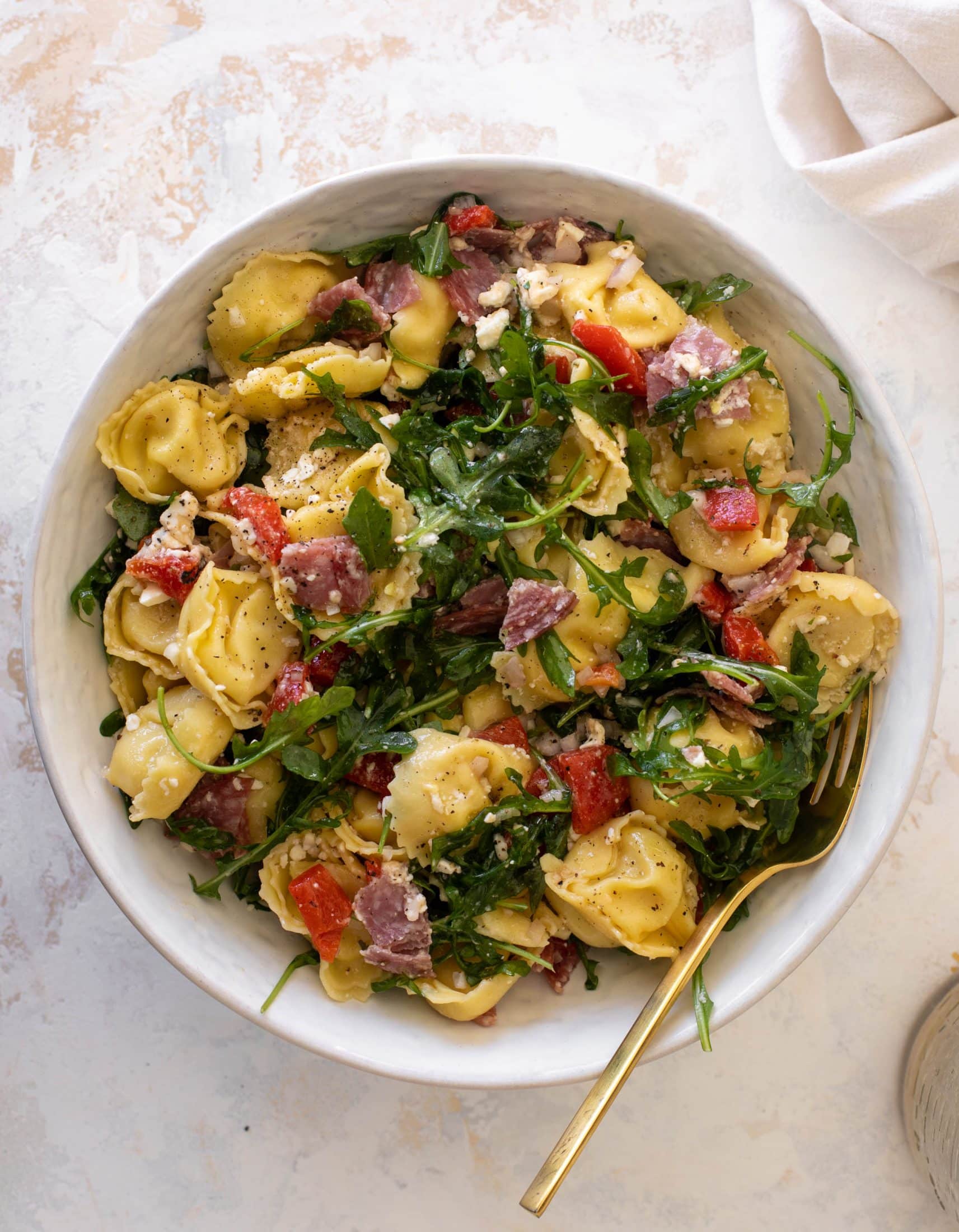 salami and red pepper tortellini salad