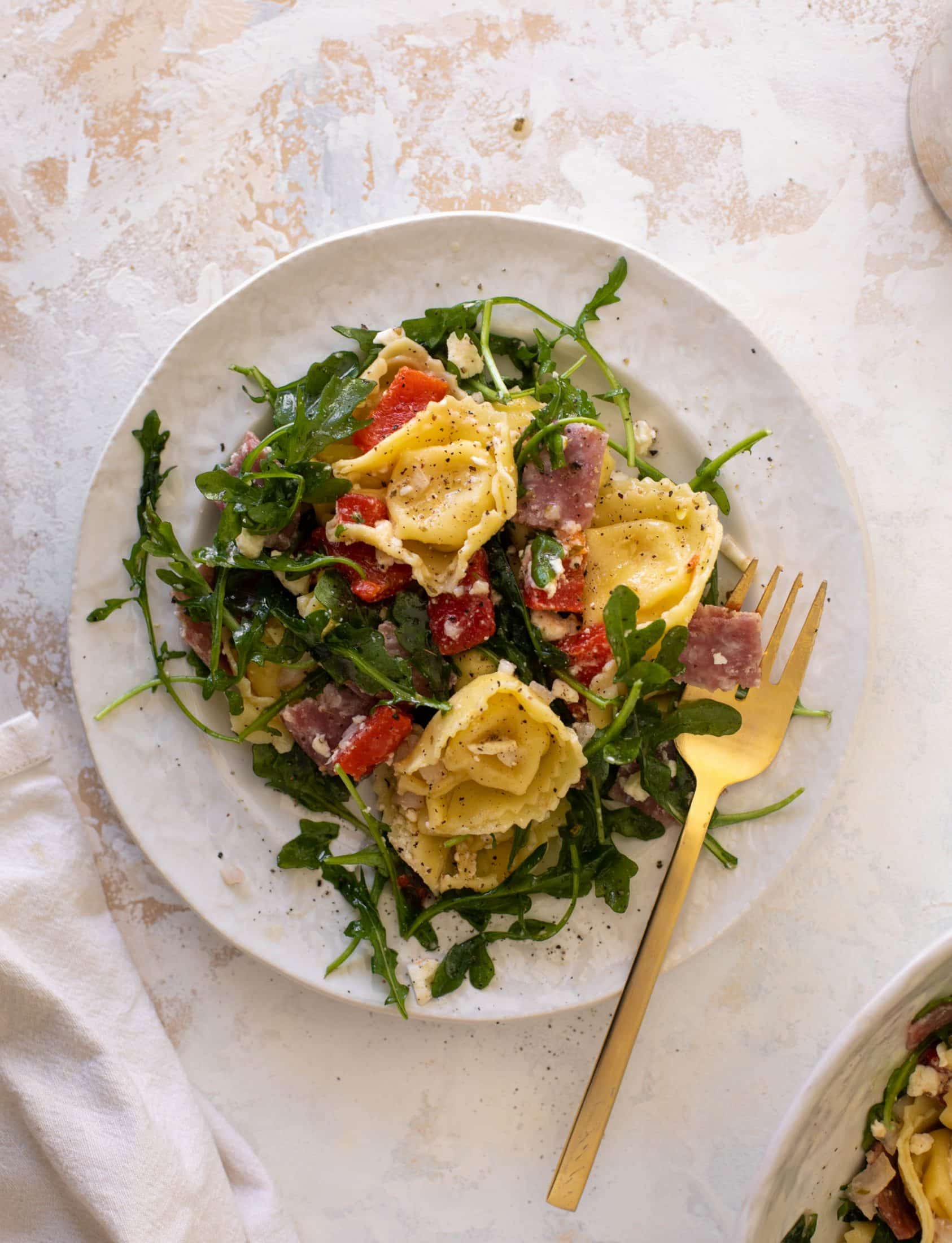 salami and red pepper tortellini salad