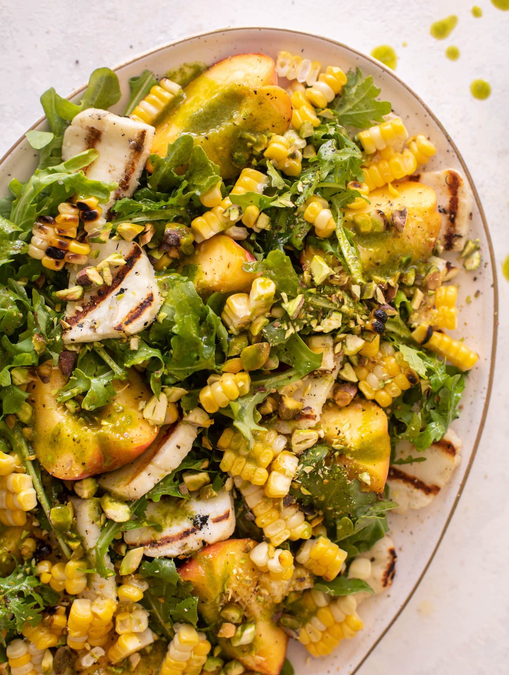 grilled halloumi peach salad