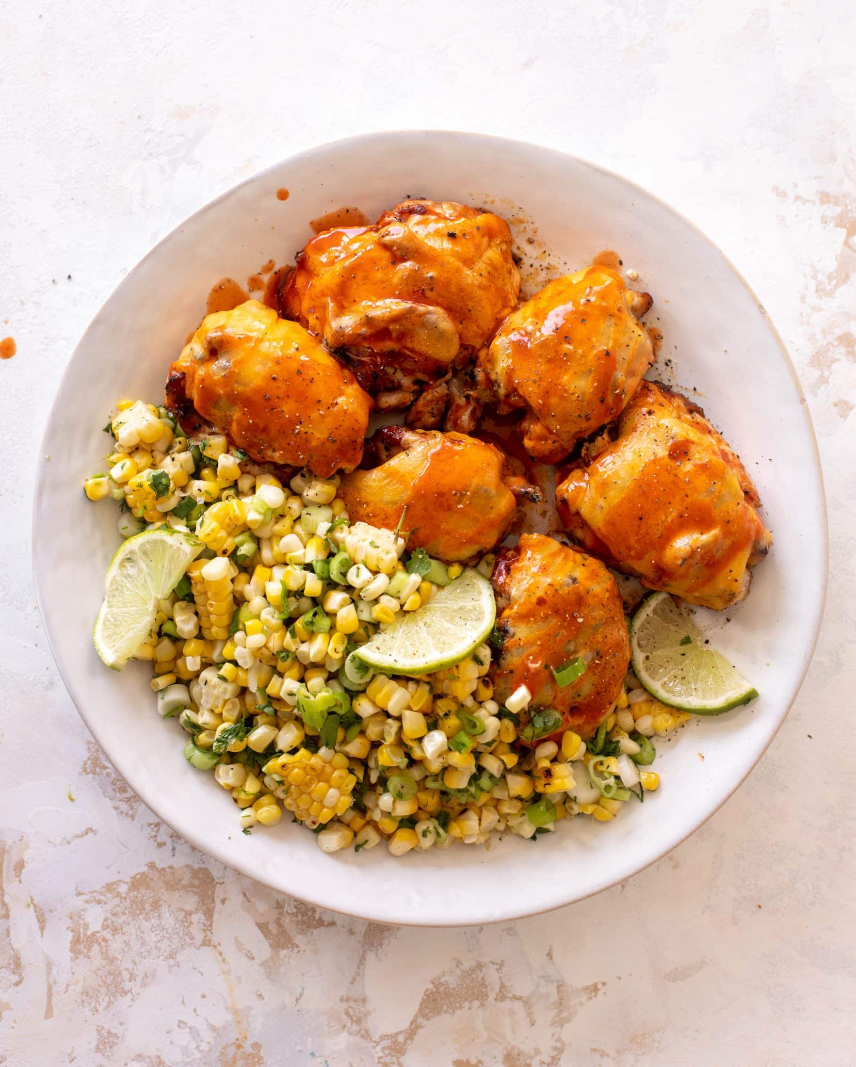 grilled buffalo chicken with corn salad