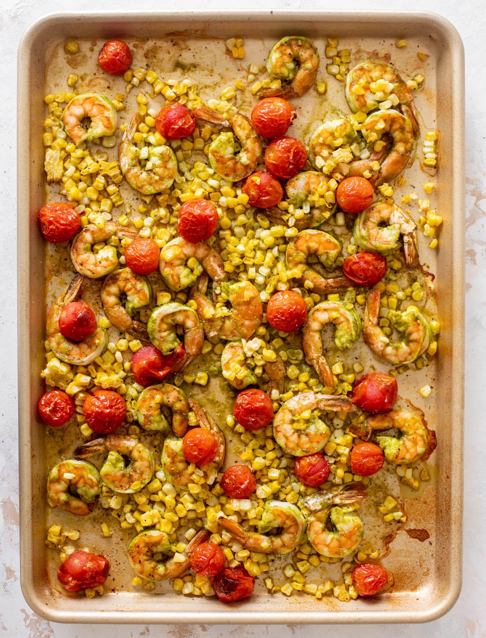 sheet pan summer shrimp and rice bowls