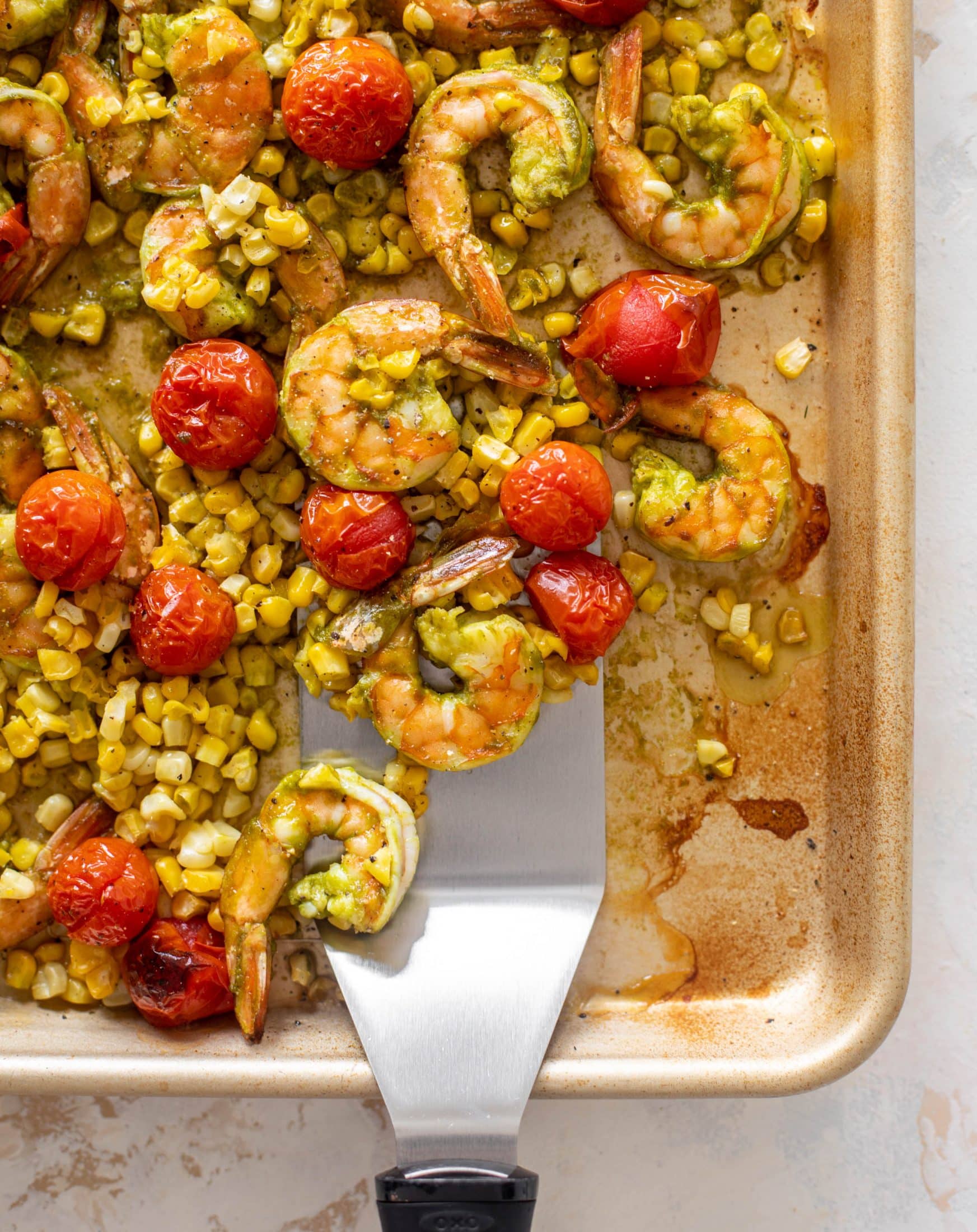 sheet pan summer shrimp and rice bowls