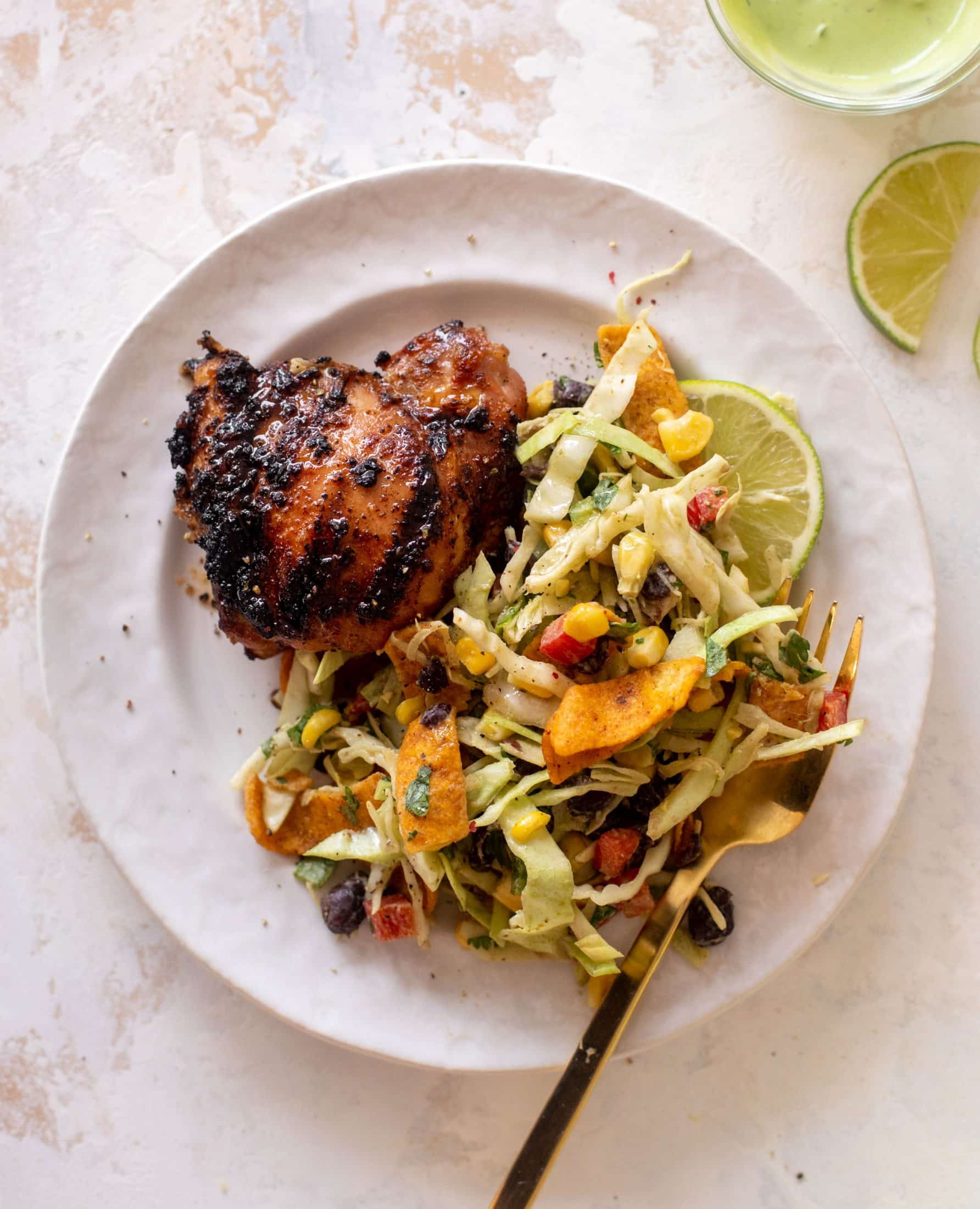 grilled taco chicken with frito slaw