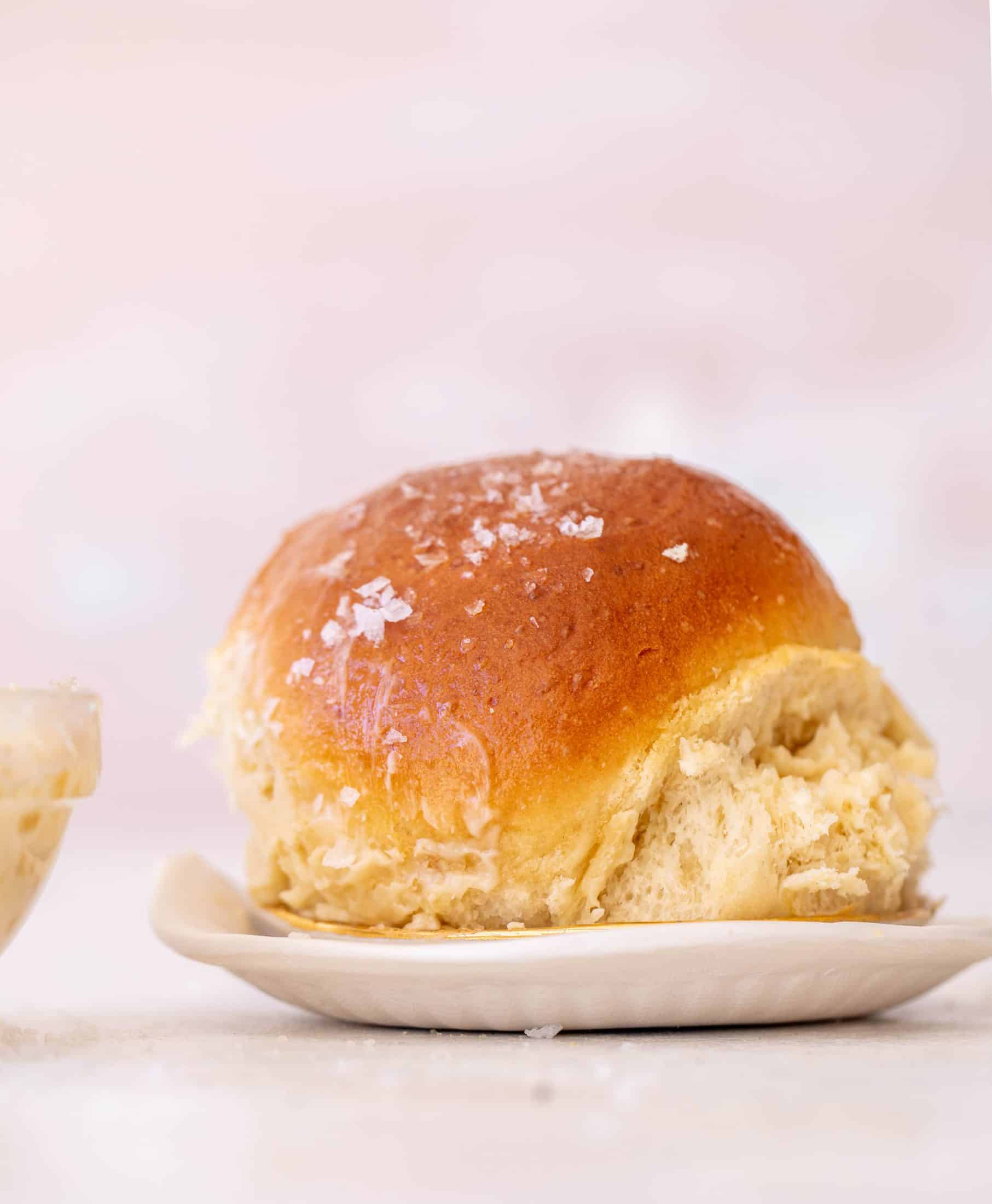 fluffy brioche dinner rolls with salted maple butter