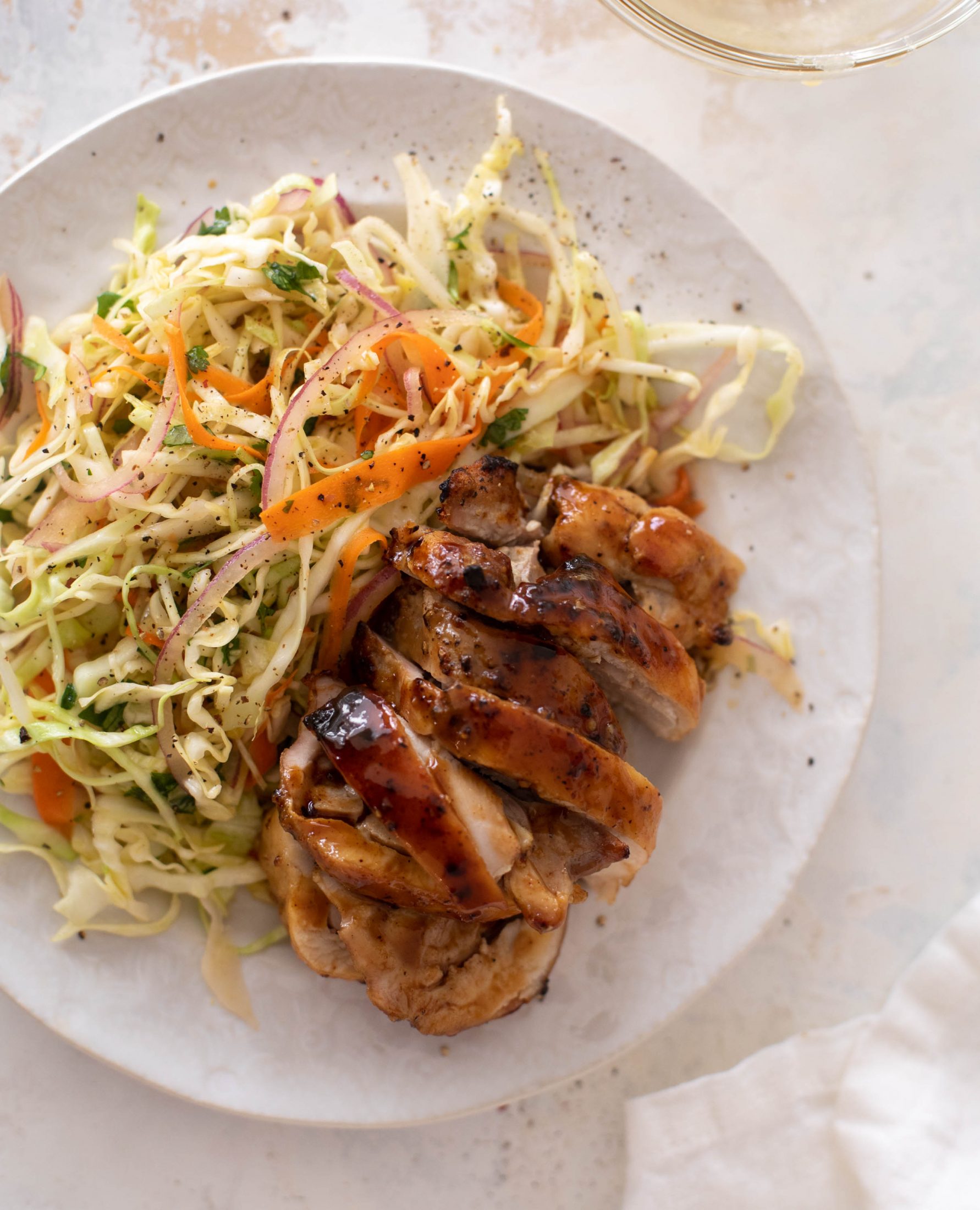 honey mustard chicken thighs with slaw