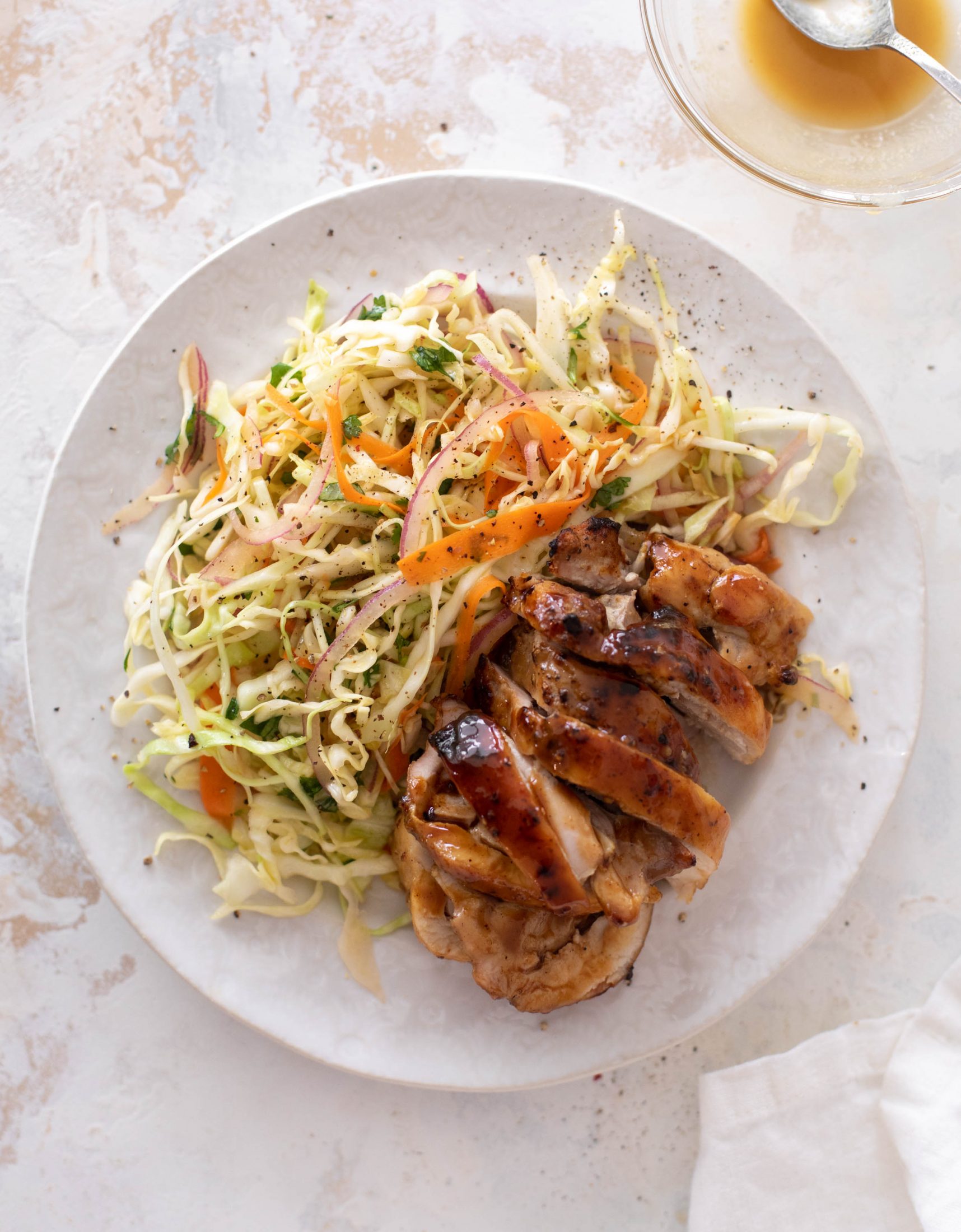 honey mustard chicken thighs with slaw