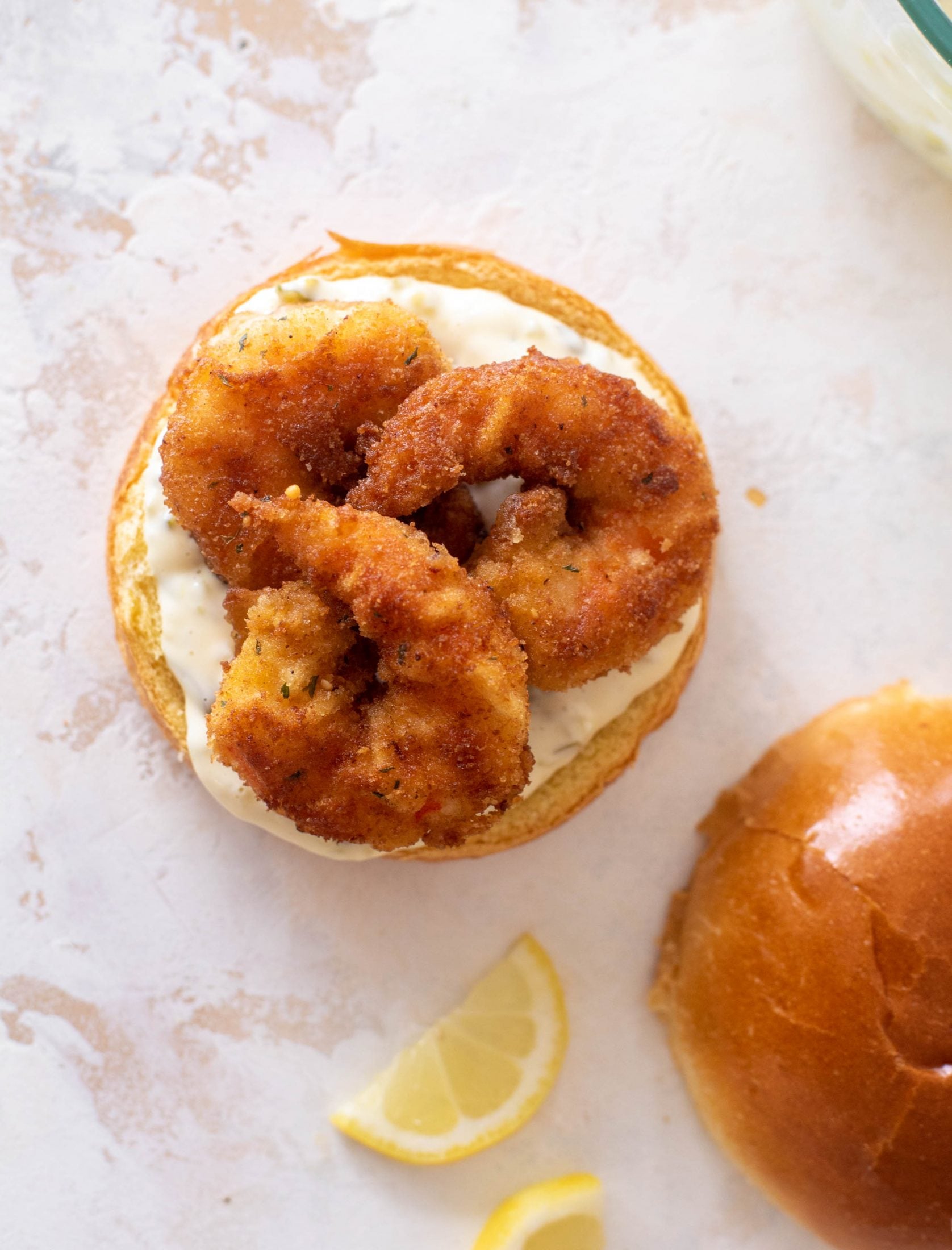 crispy shrimp sandwiches with lime slaw