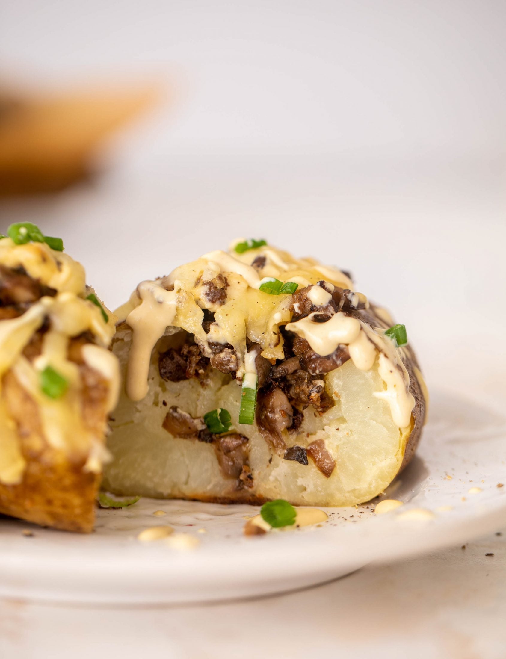 mushroom swiss cheeseburger stuffed potatoes