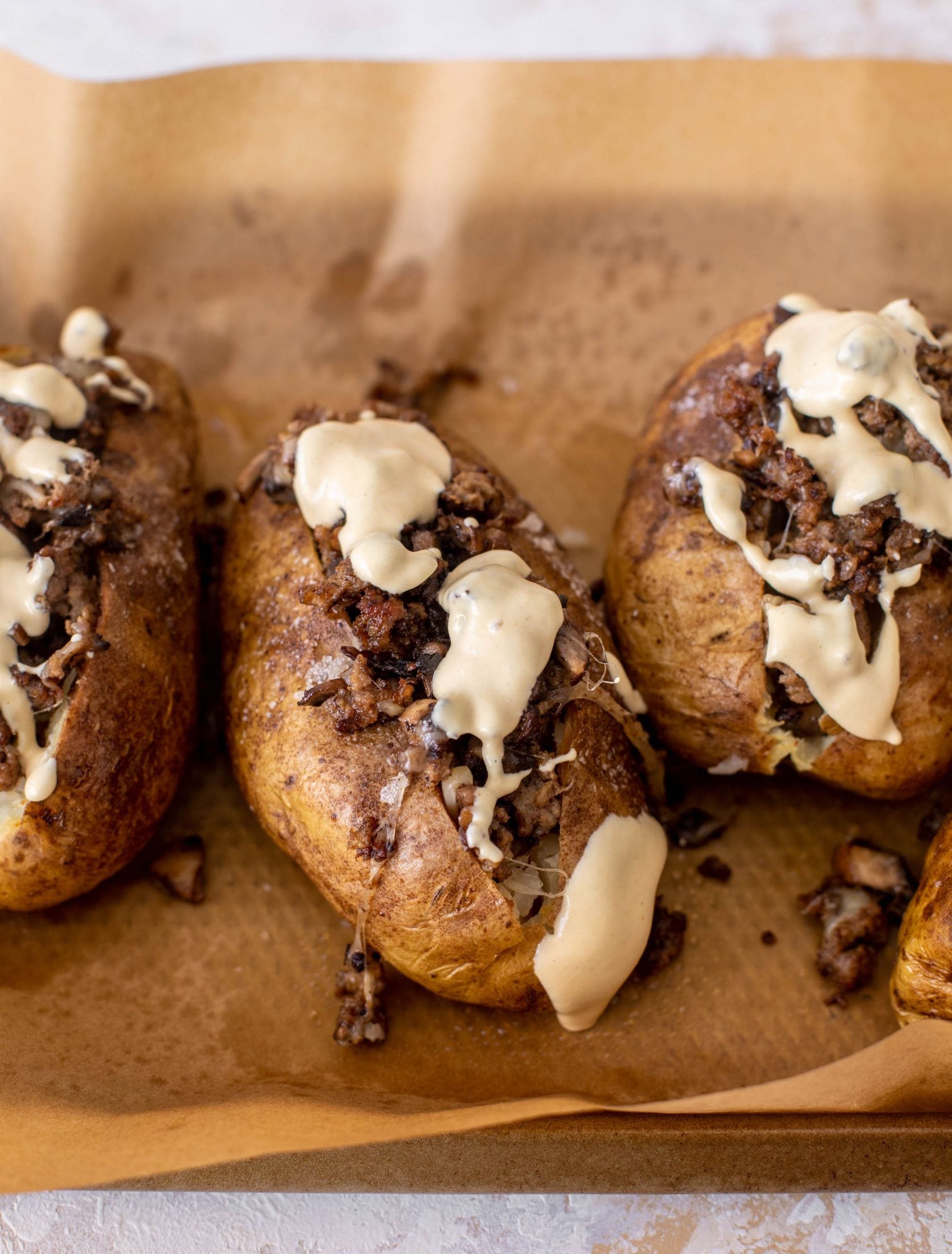 mushroom swiss cheeseburger stuffed potatoes