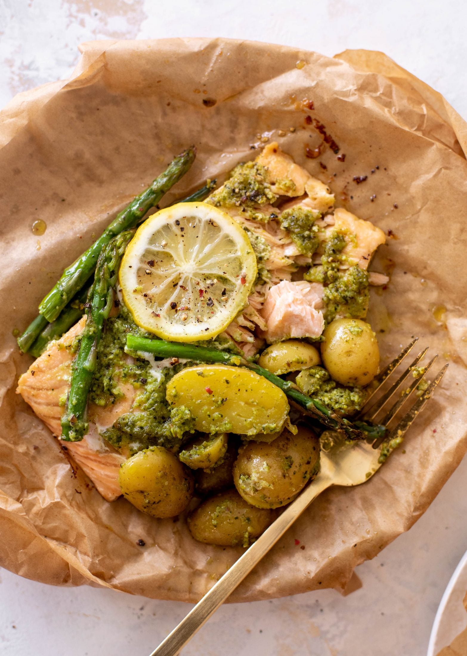 salmon and potato parchment packets