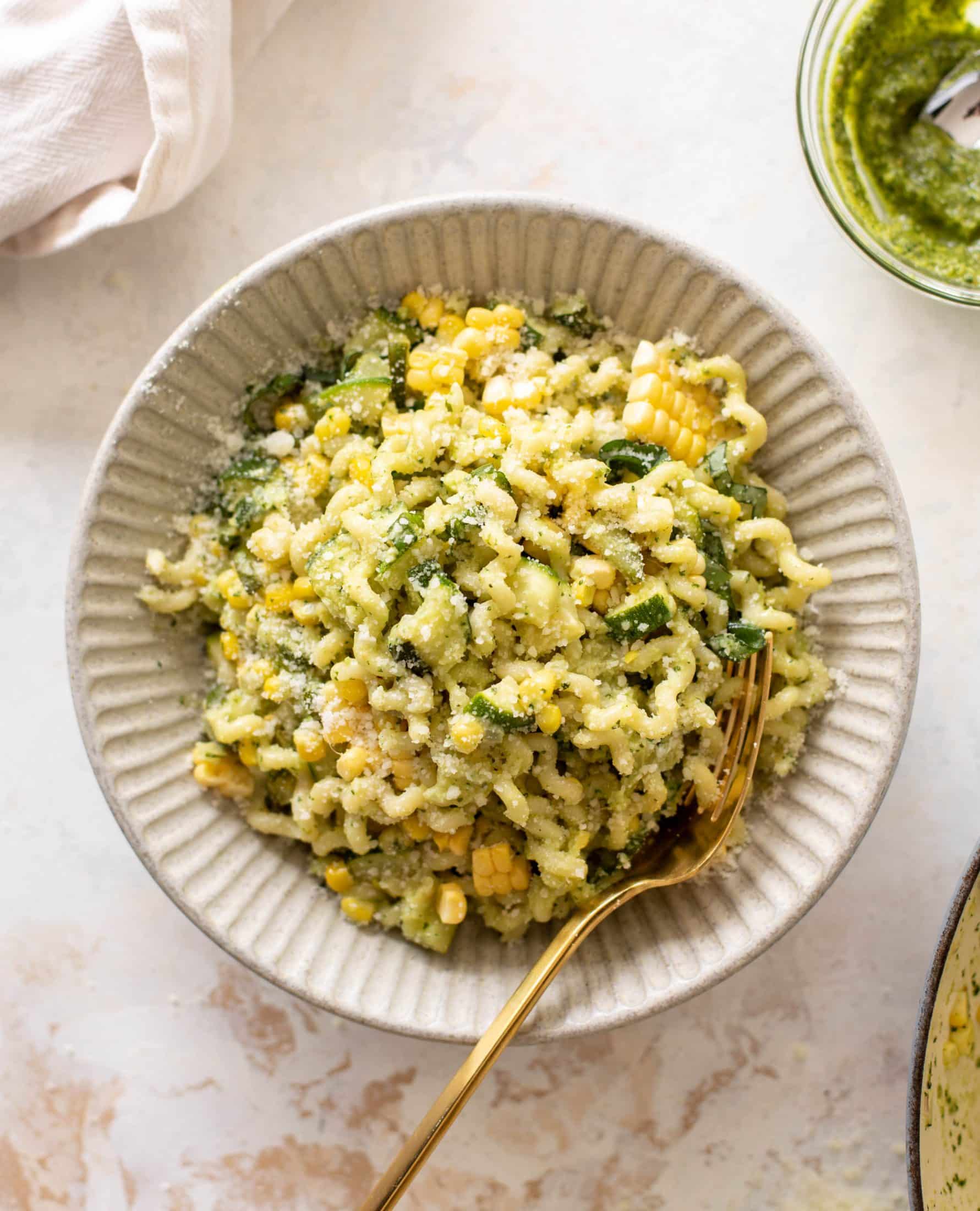 creamy corn zucchini pasta