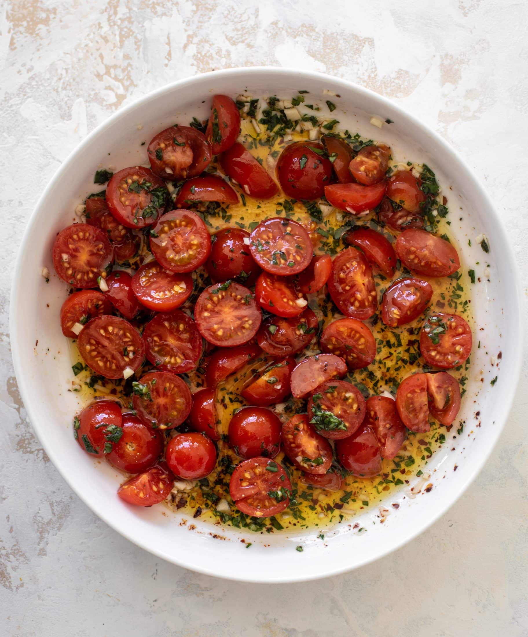 grilled steak with spicy marinated tomatoes