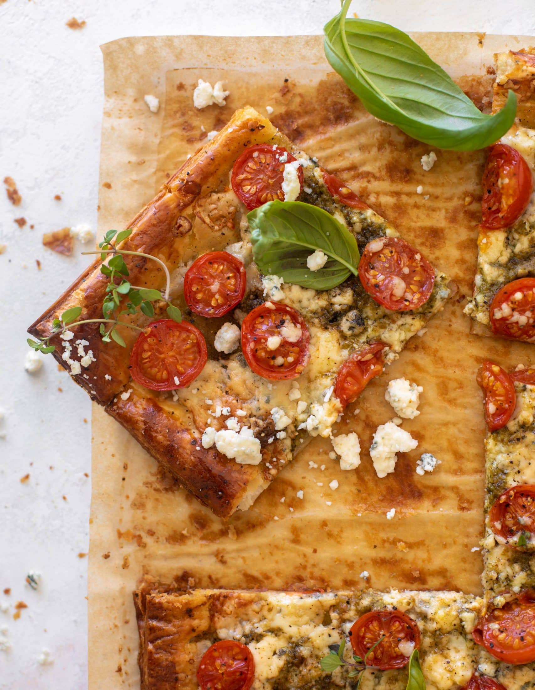 tomato basil blue cheese tart